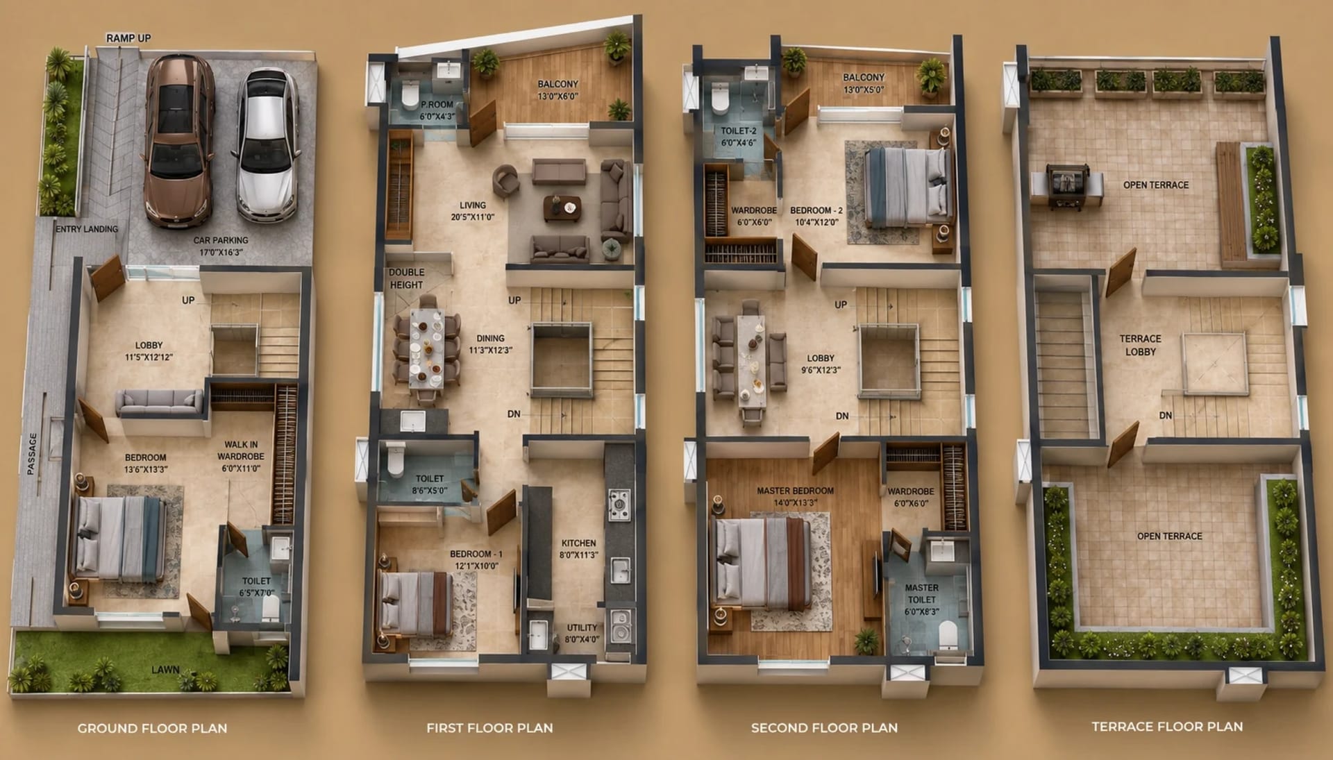 4 BHK Apartment Floor Plan – Lifestyle Villa One Phase 2