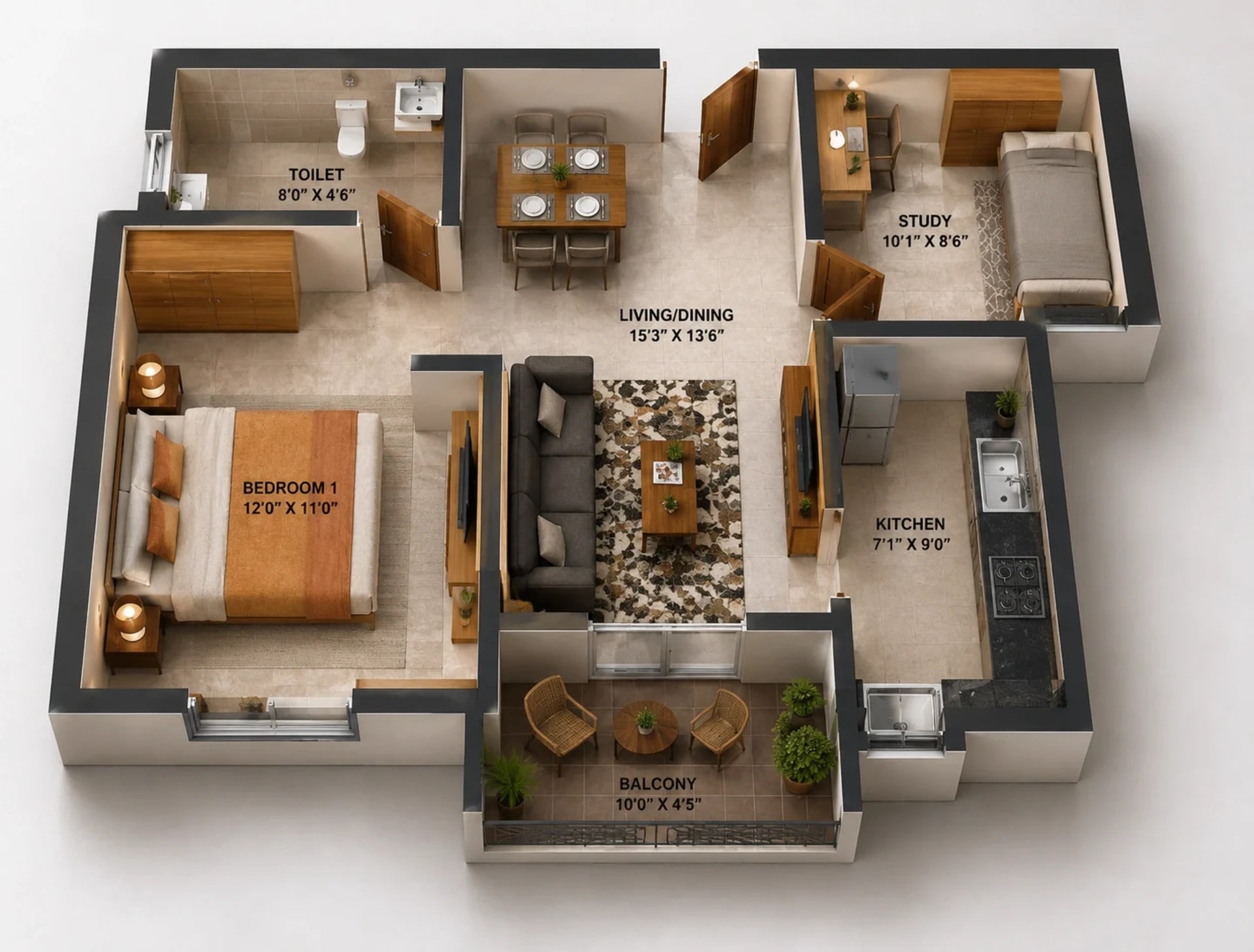 2 BHK Apartment Floor Plan – Urbanrise Jasmine Springs