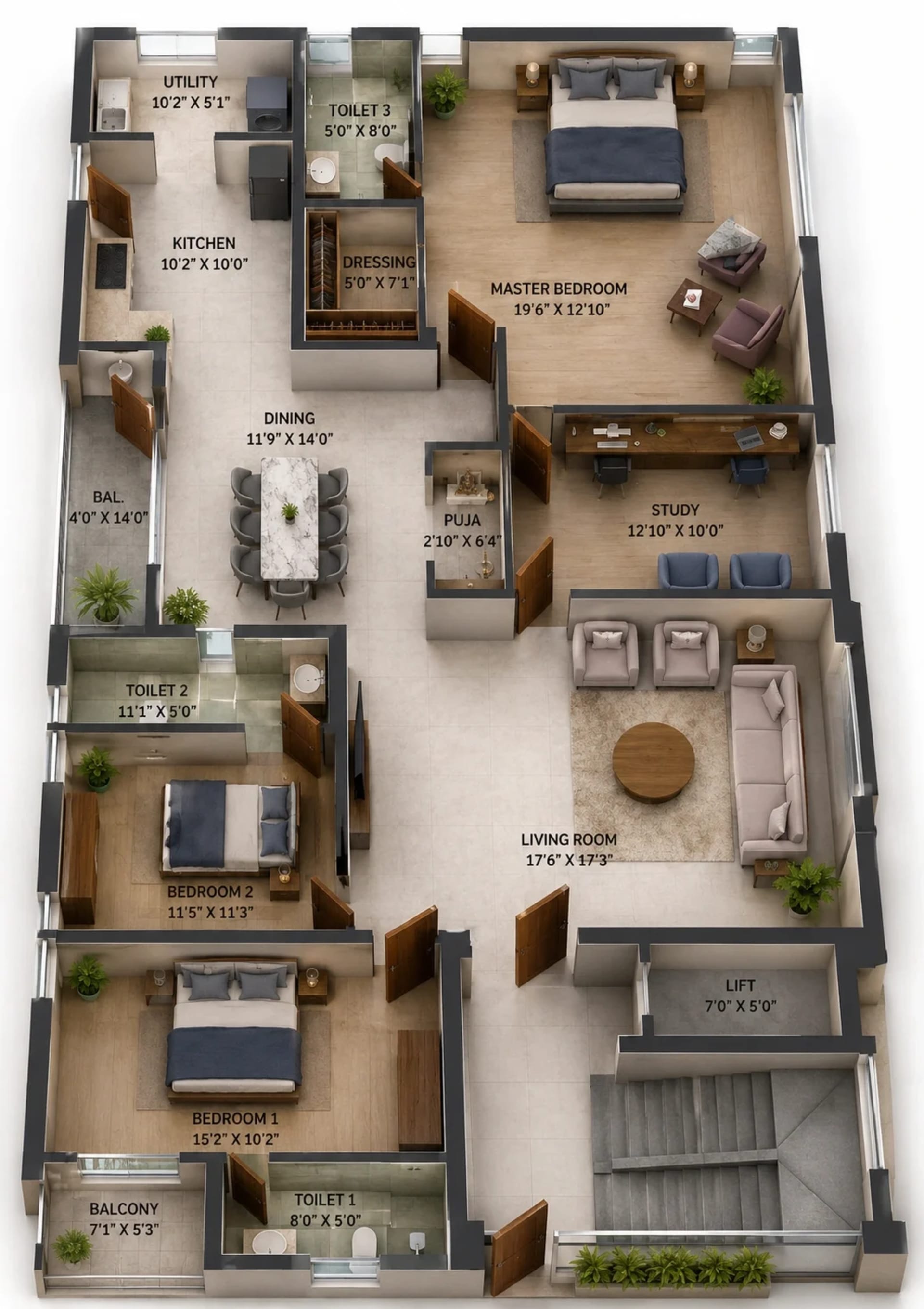 3.5 BHK Apartment Floor Plan – Rams Linea