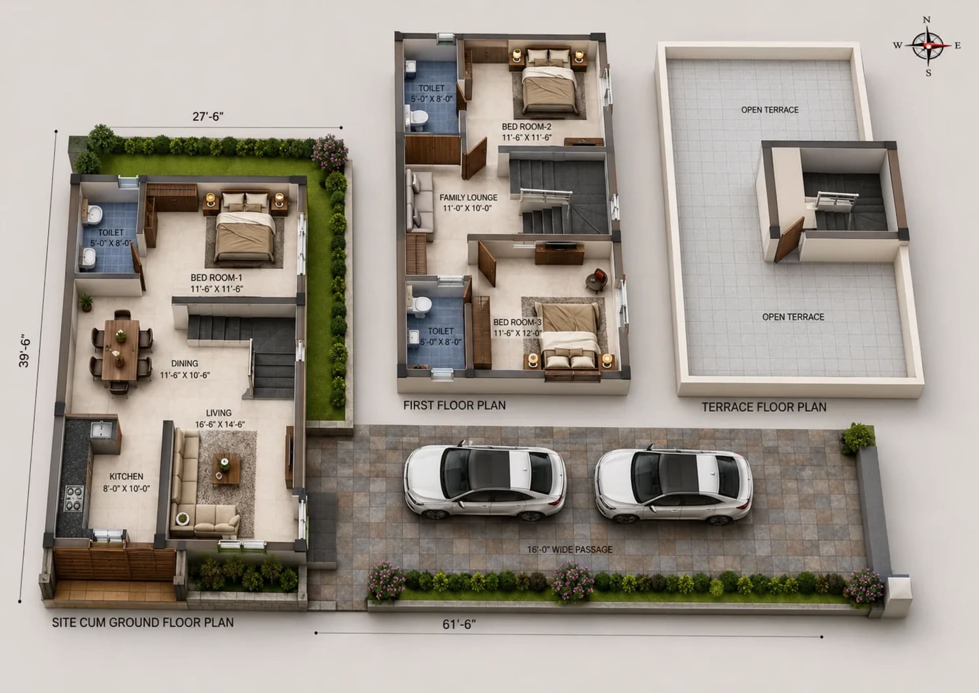 3 BHK Villa Floor Plan – Alamo XS Real Bristol