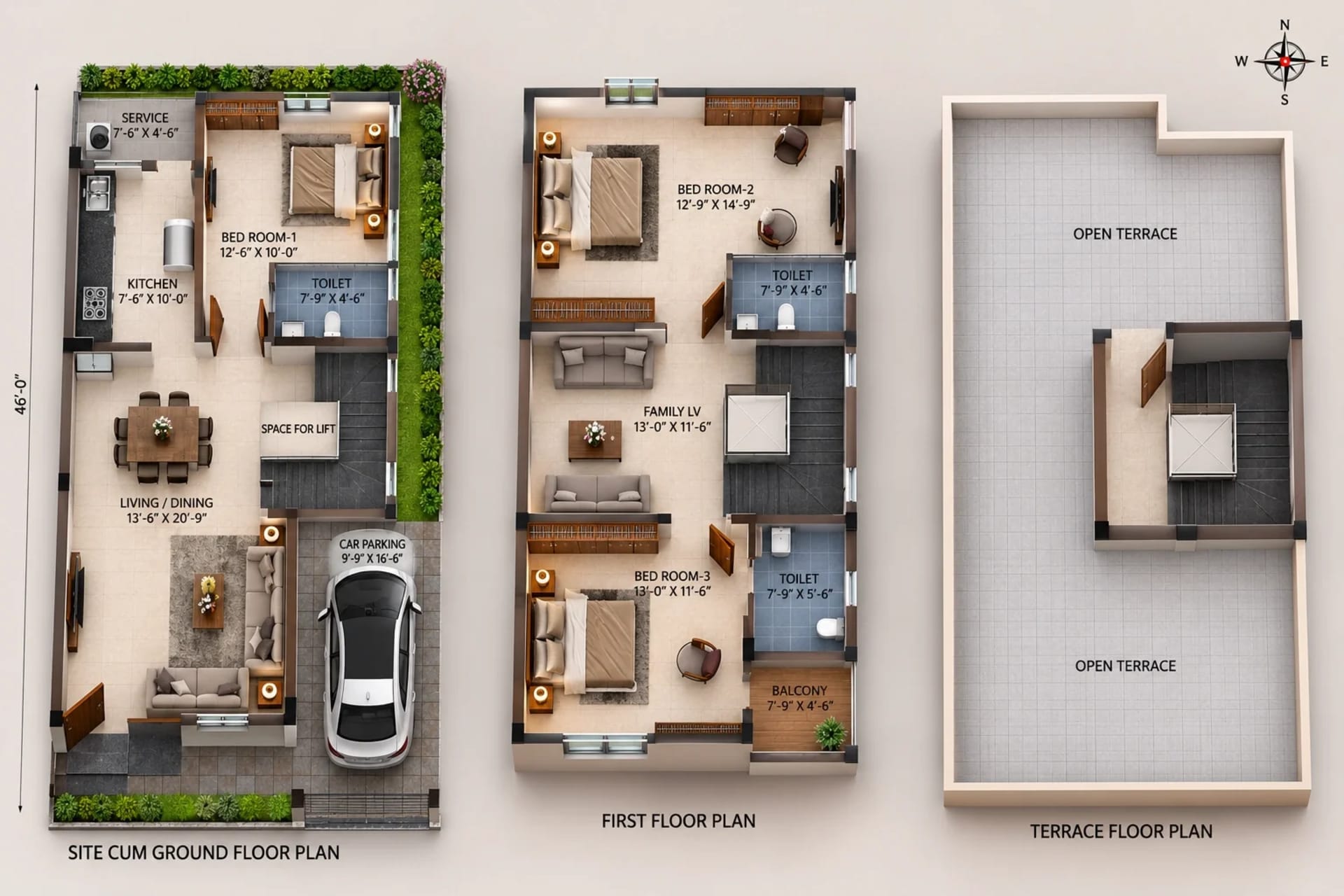3 BHK Villa Floor Plan – Alamo XS Real Bristol