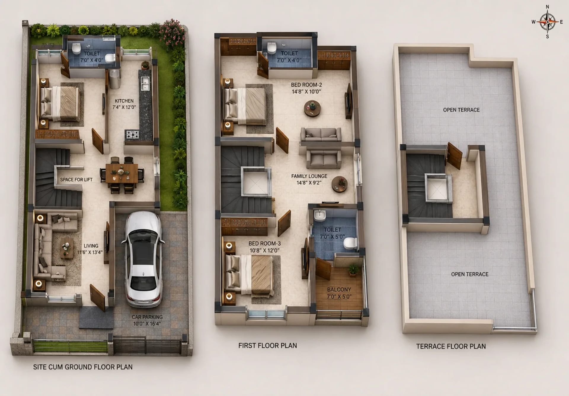 3 BHK Villa Floor Plan – Alamo XS Real Bristol