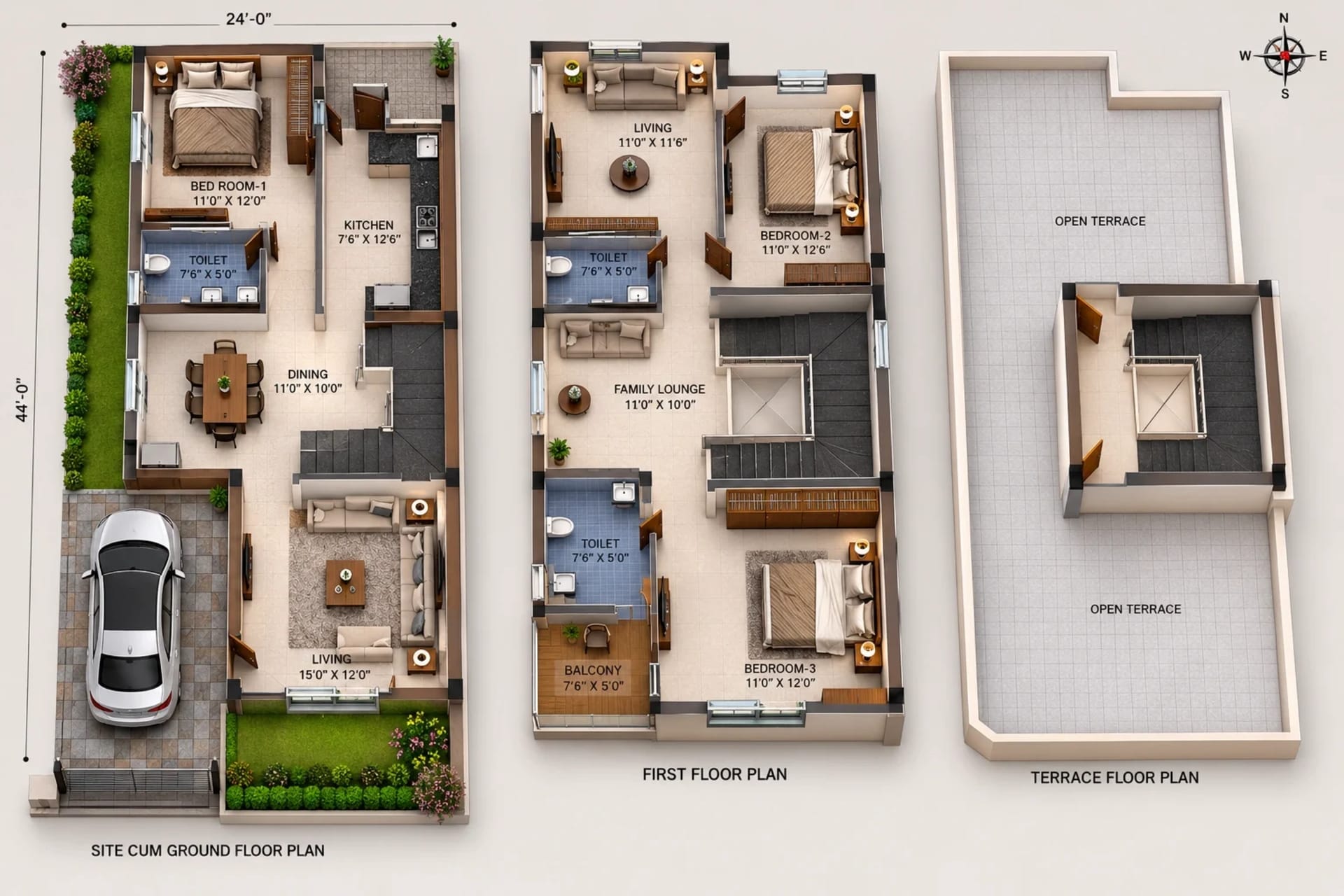 3 BHK Villa Floor Plan – Alamo XS Real Bristol