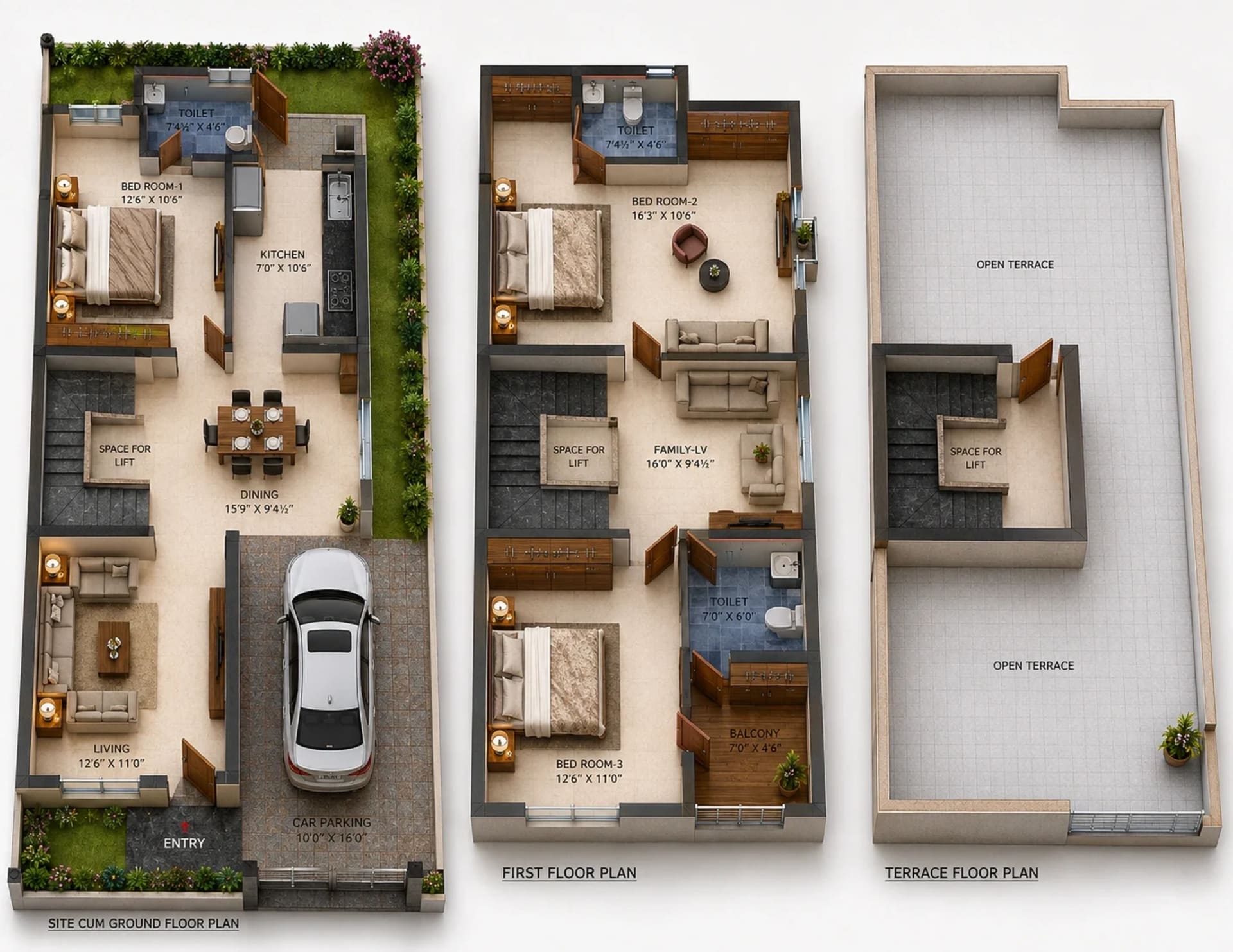 3 BHK Villa Floor Plan – Alamo XS Real Bristol