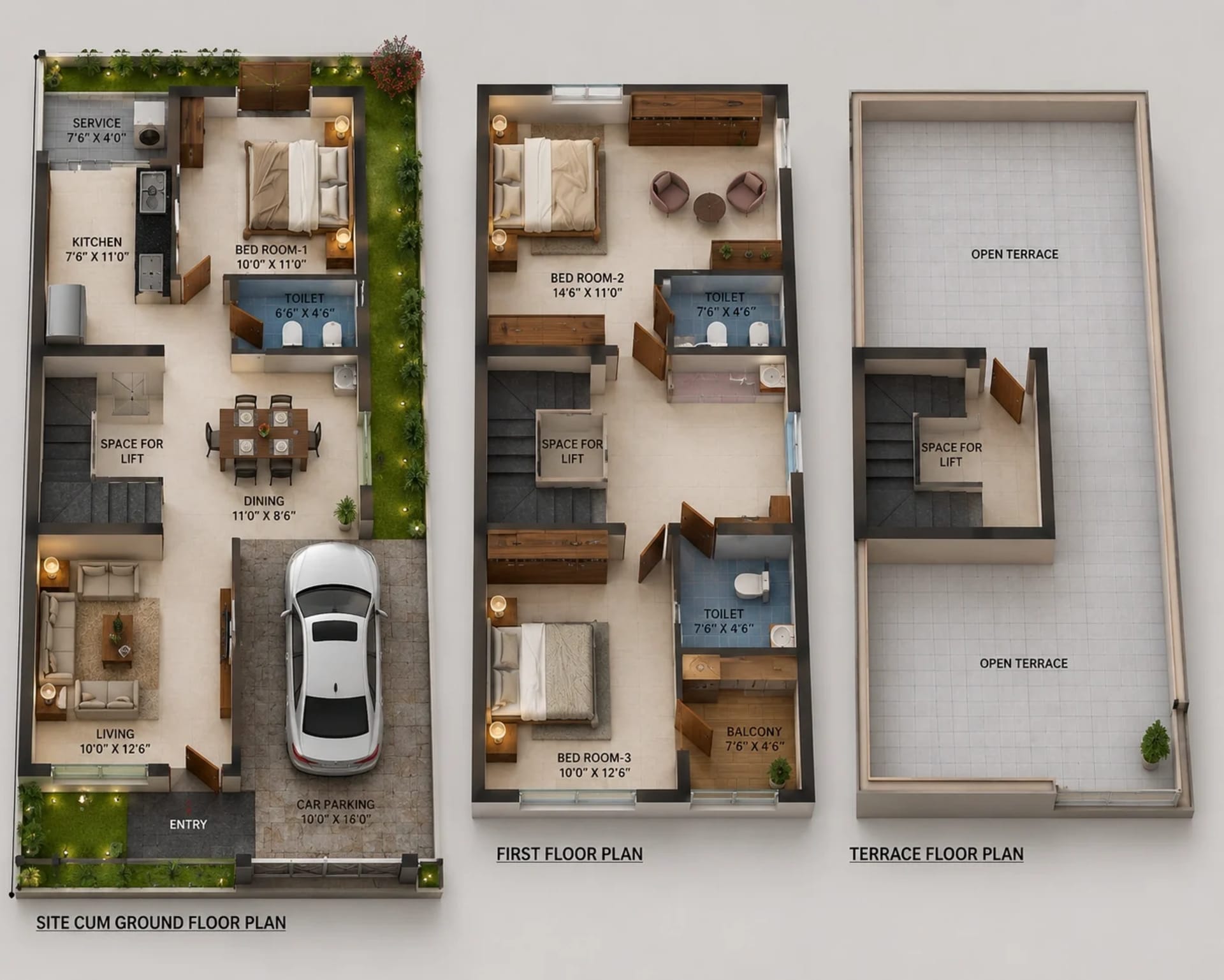 3 BHK Villa Floor Plan – Alamo XS Real Bristol