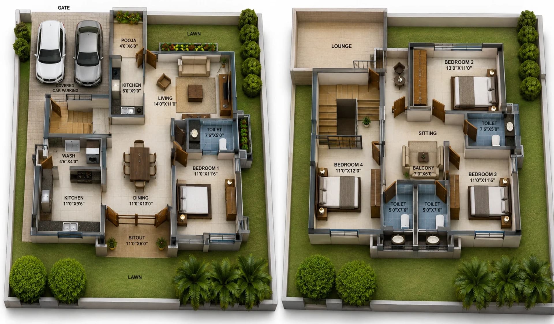 4 BHK Villa Floor Plan – MGP Tangirala Ananta