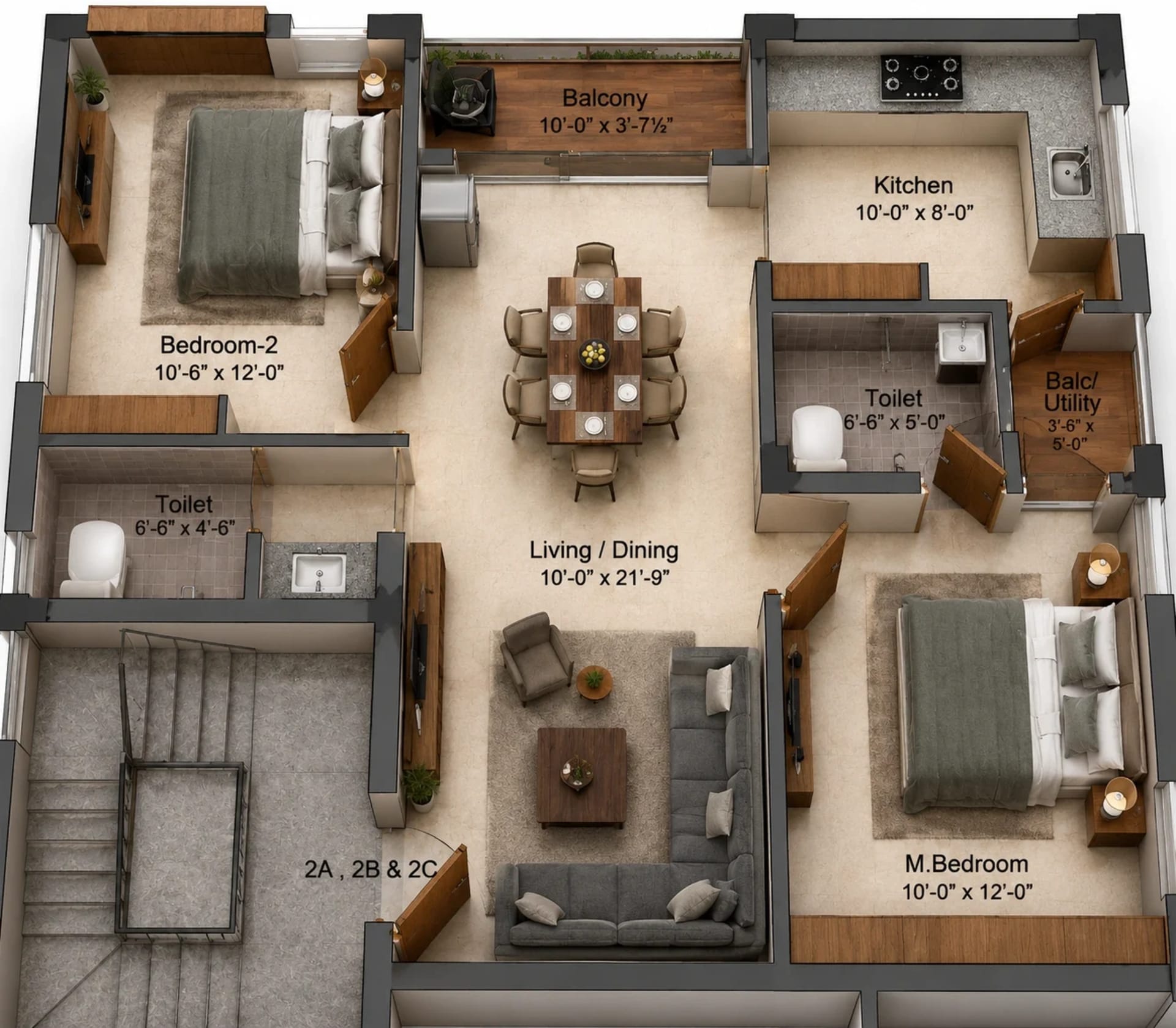 2 BHK Apartment Floor Plan – Preetha Park Avenue