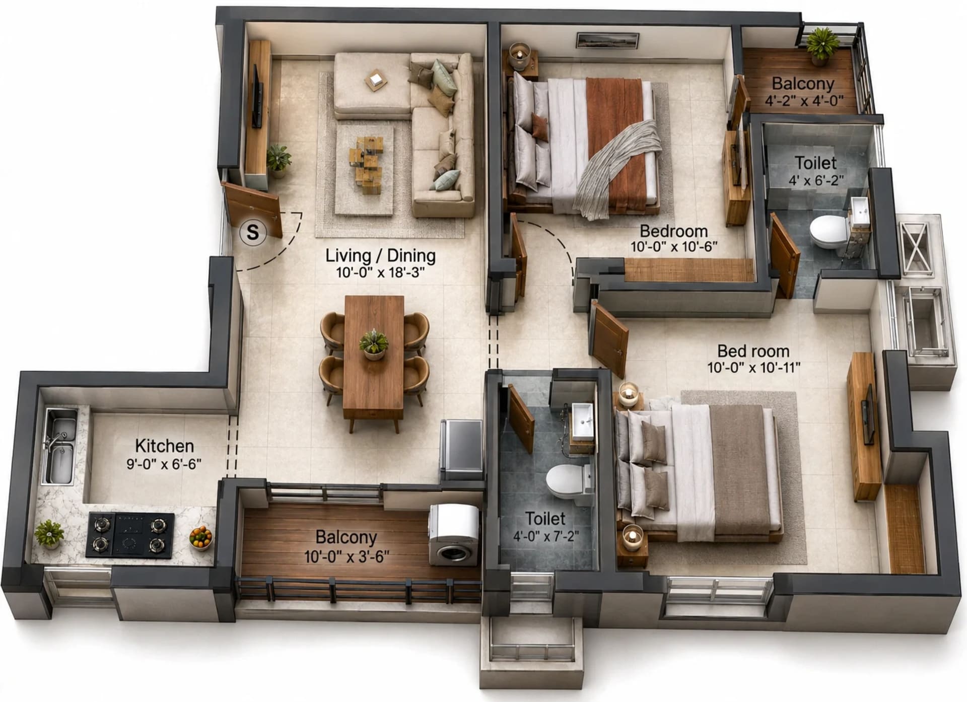 3 BHK Apartment Floor Plan – Preetha Elite