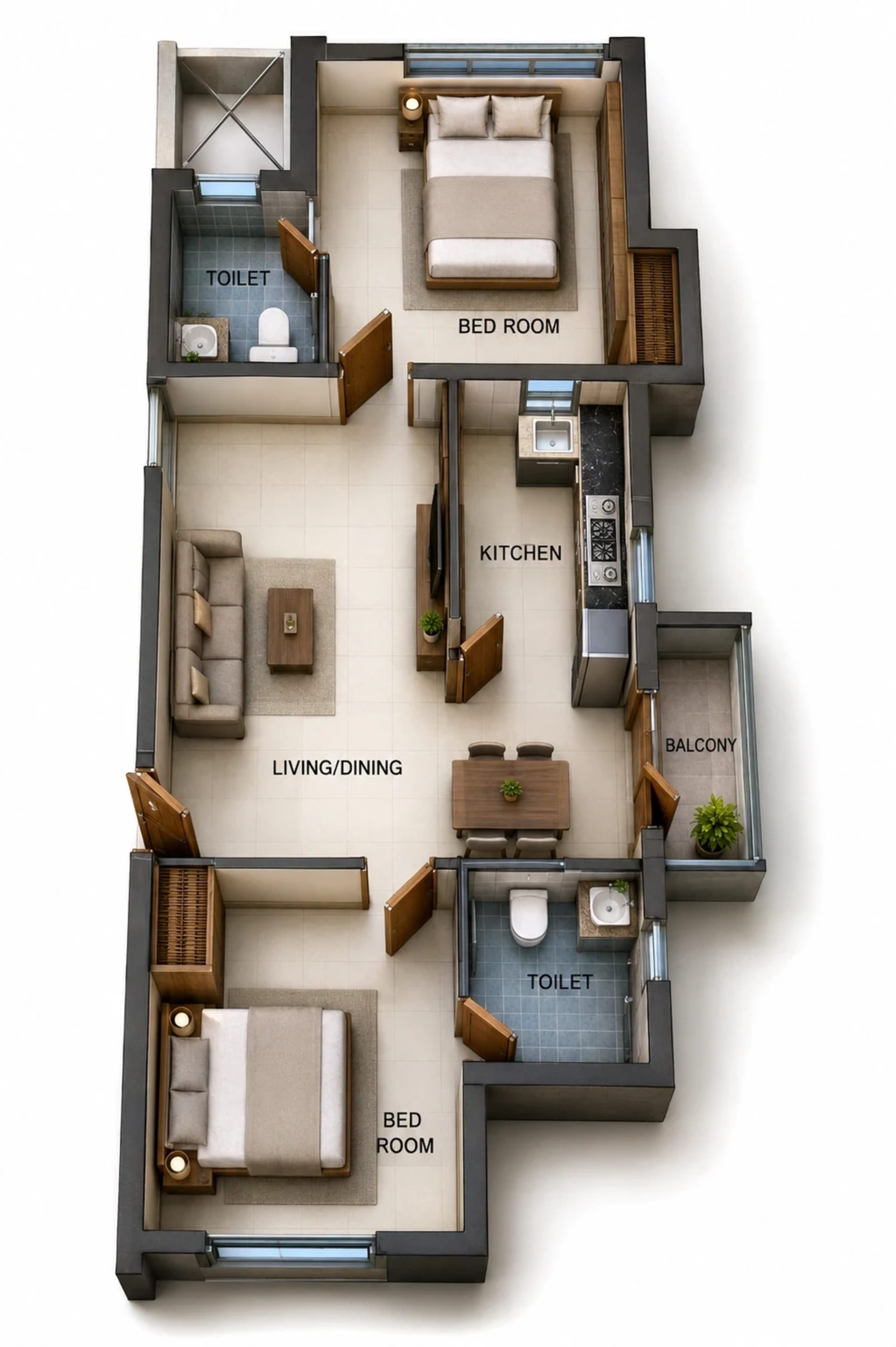 2 BHK Apartment Floor Plan – Arun Excello Lalithangi