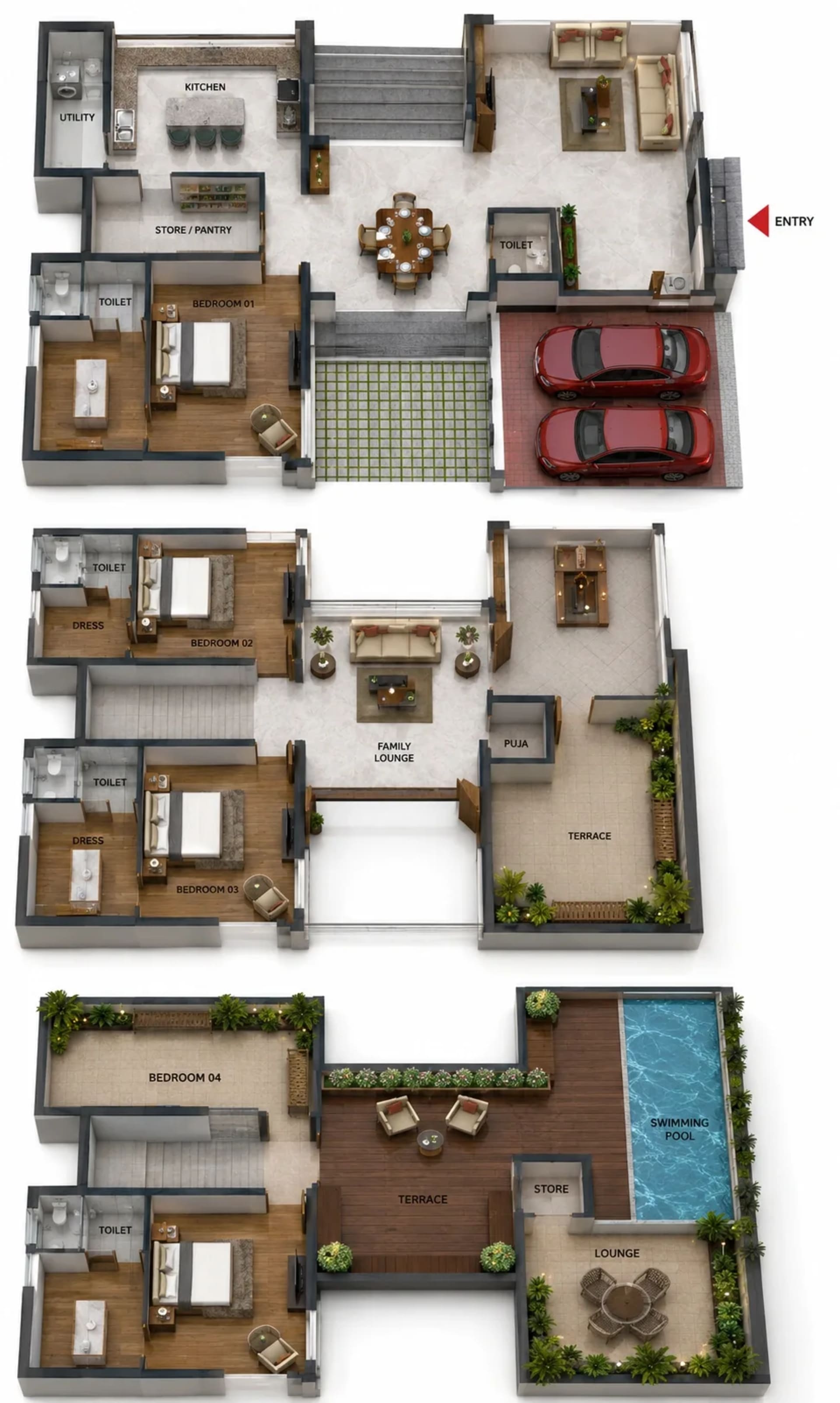 4 BHK Villa Floor Plan – SVH Sea Shine Villas