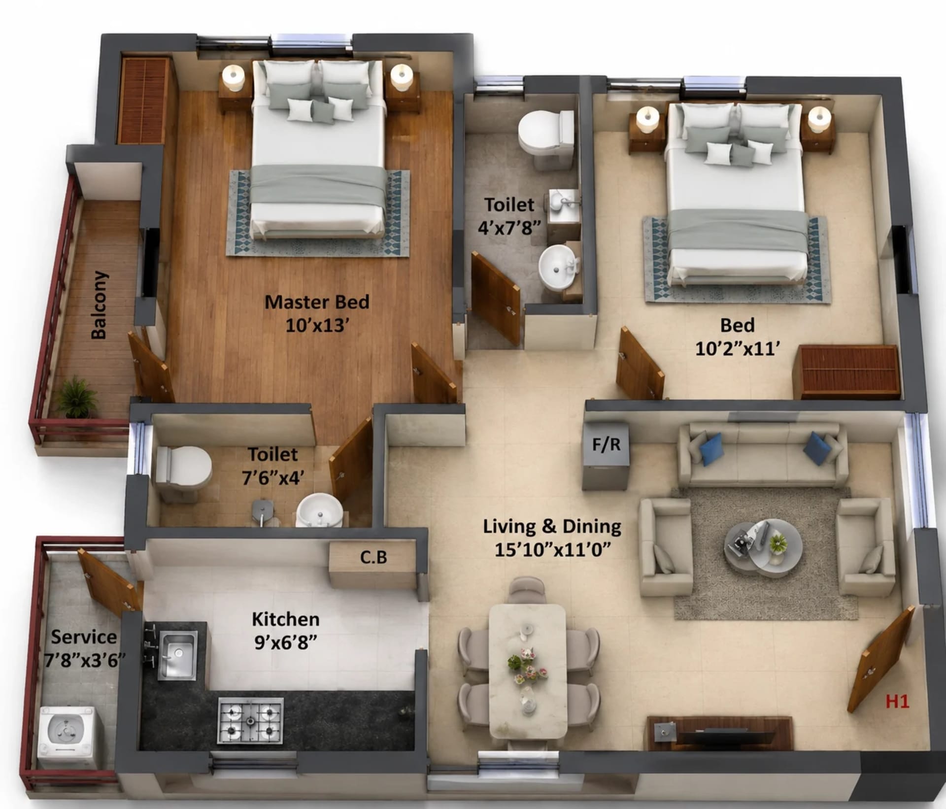 2 BHK Apartment Floor Plan – Stepsstone Vatsa Amaze