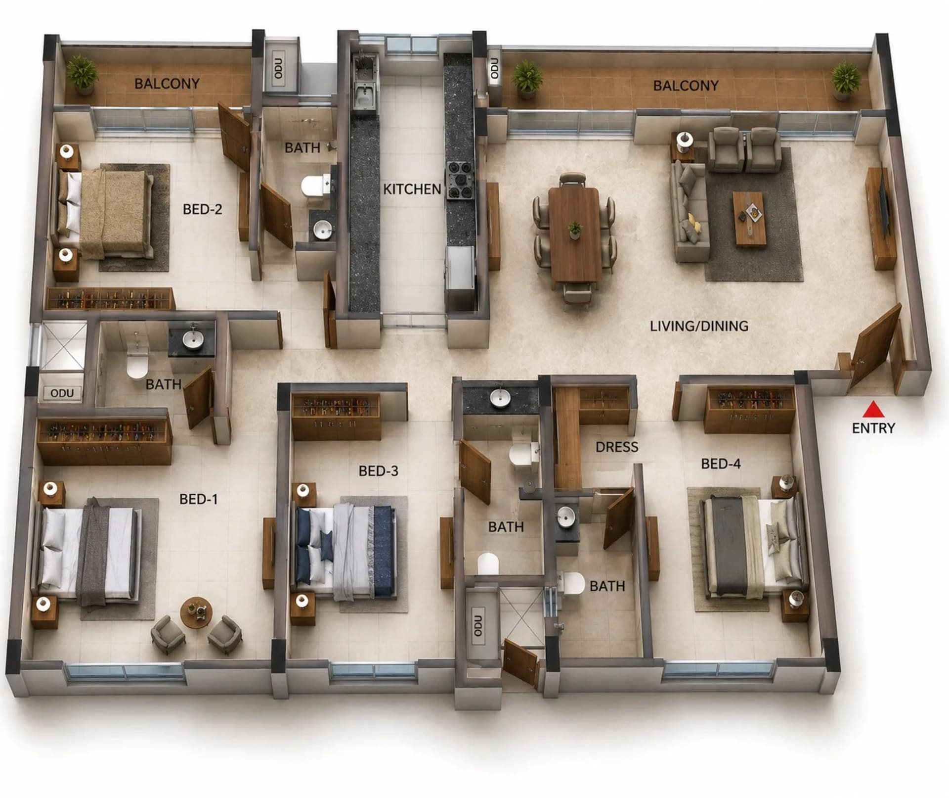 3 BHK Apartment Floor Plan – Casagrand Avenuepark