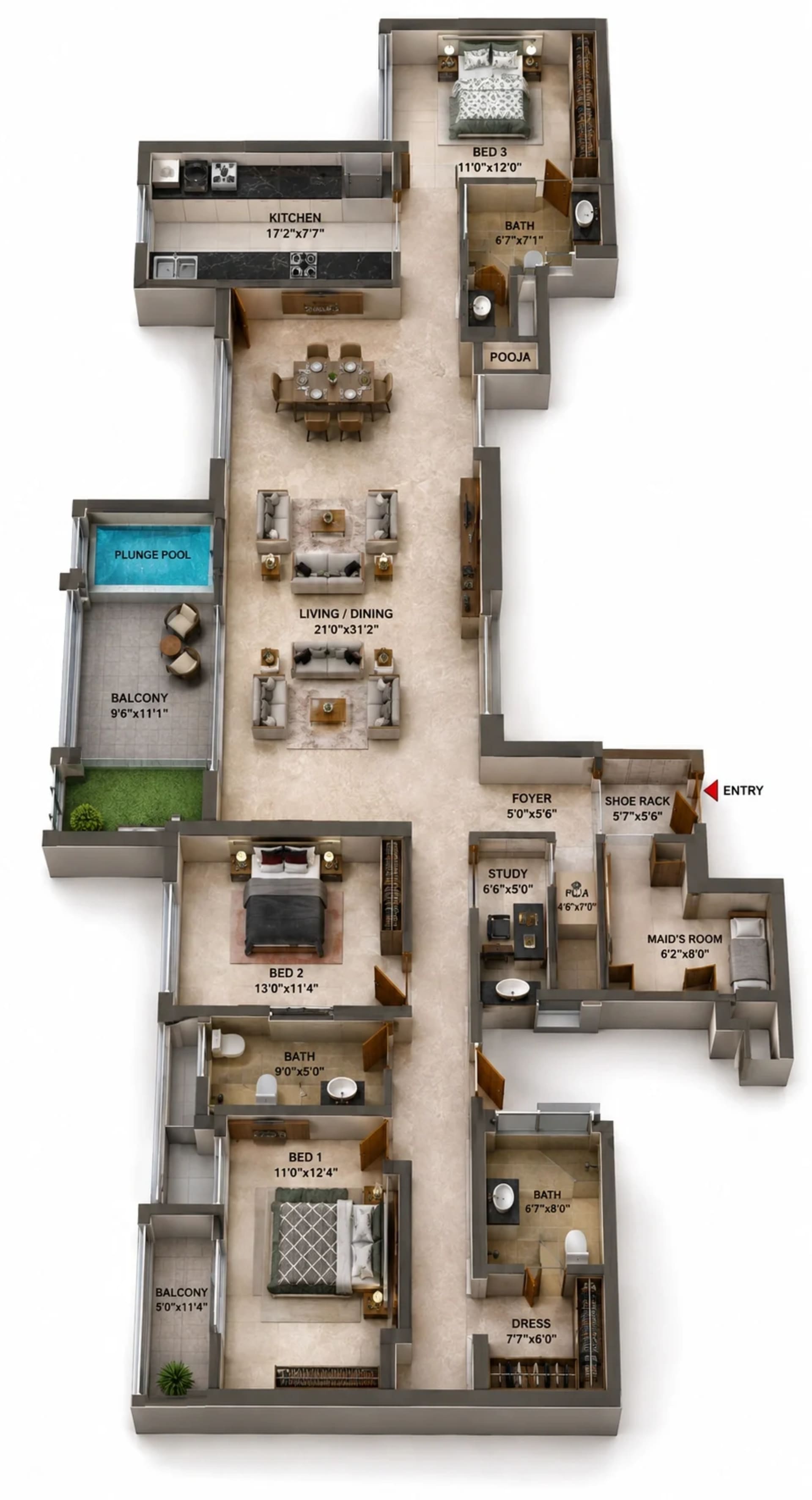 5 BHK Villa Floor Plan – Casagrand Mercury