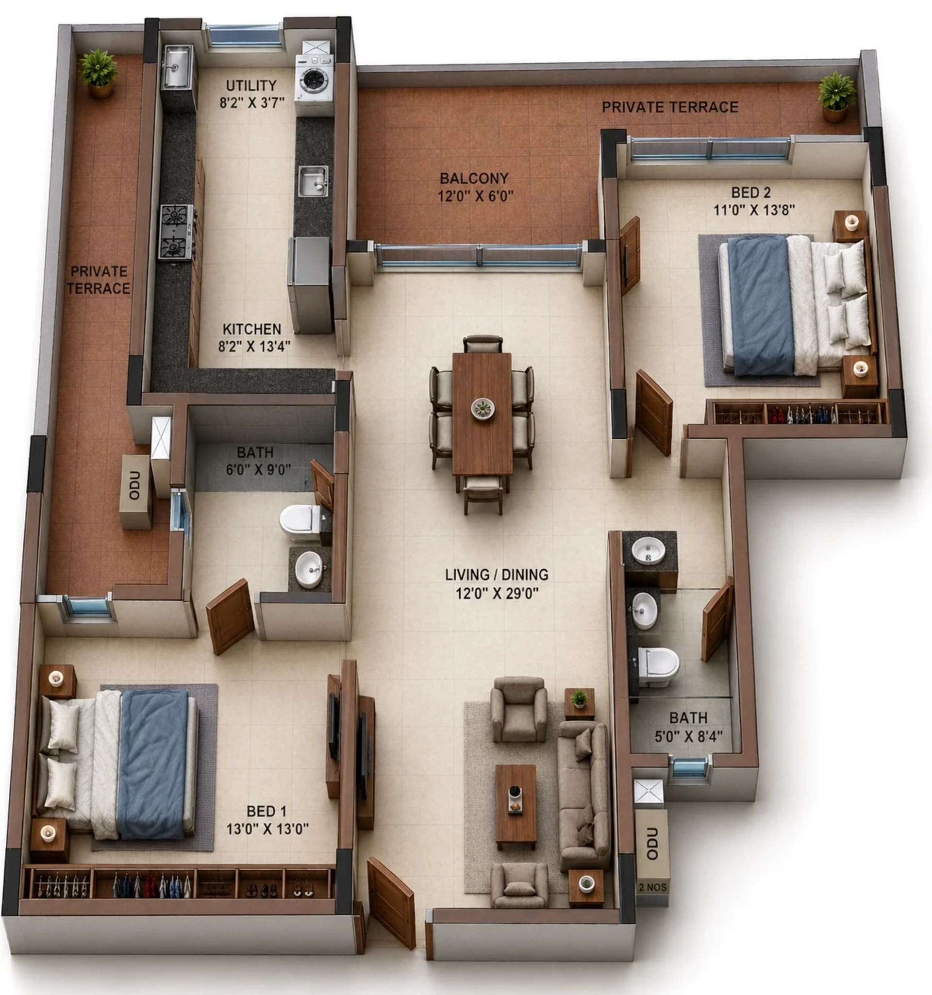 2 BHK Apartment Floor Plan – Casagrand Casamia