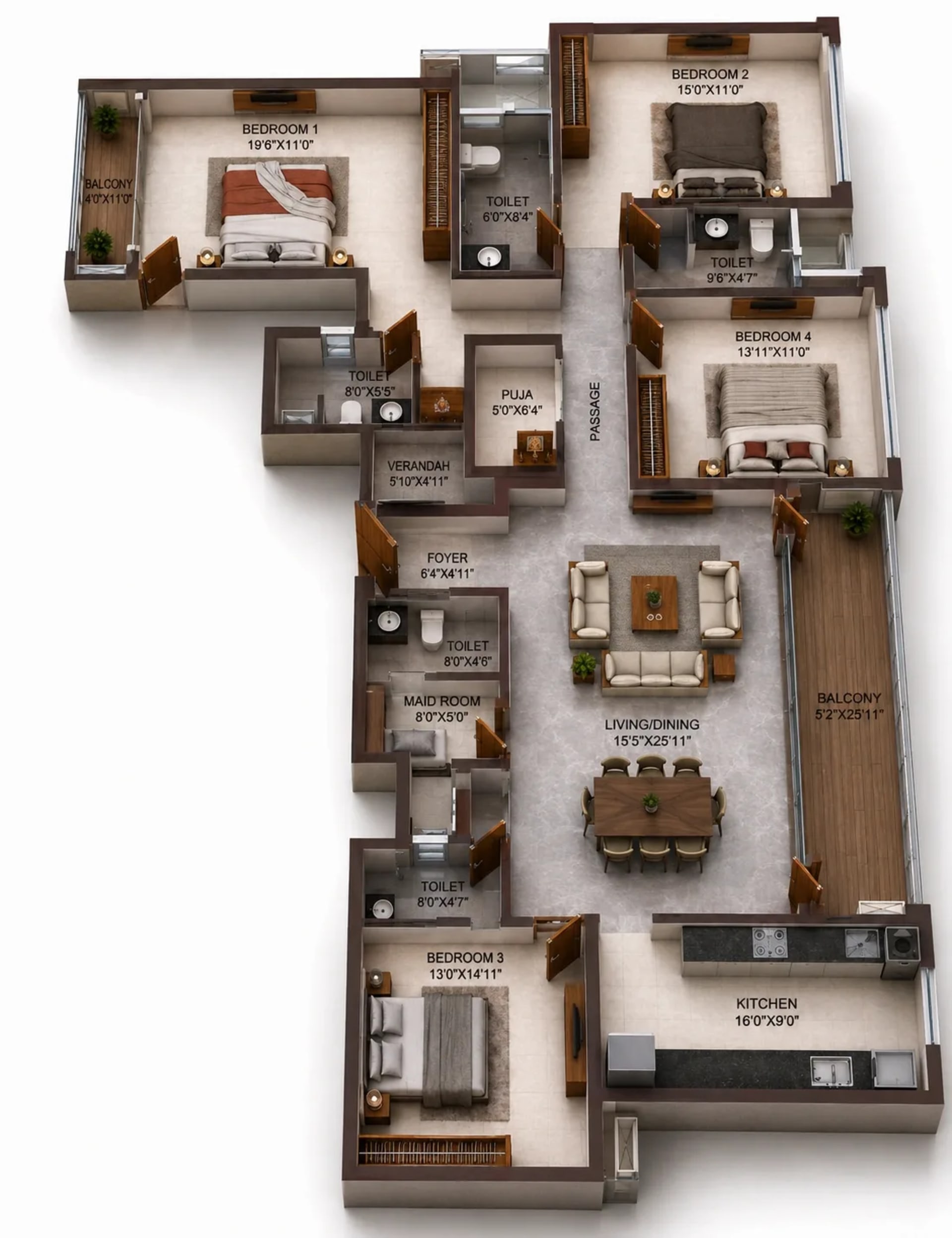 4 BHK Apartment Floor Plan – Casagrand Vienna