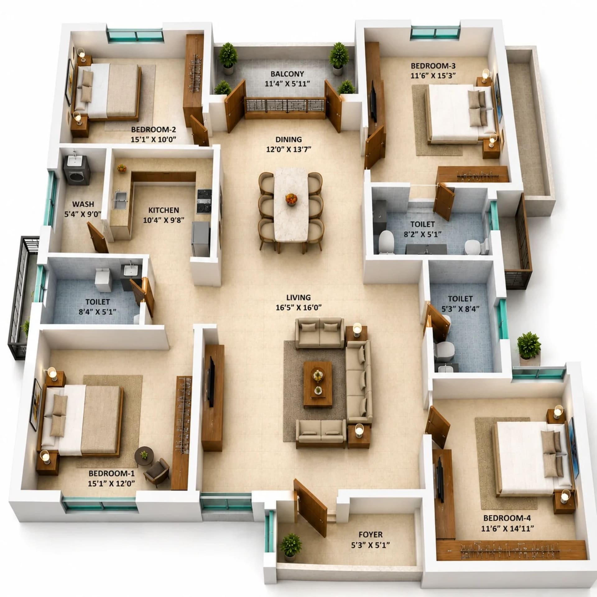 3 BHK Apartment Floor Plan – Arihant Vivriti