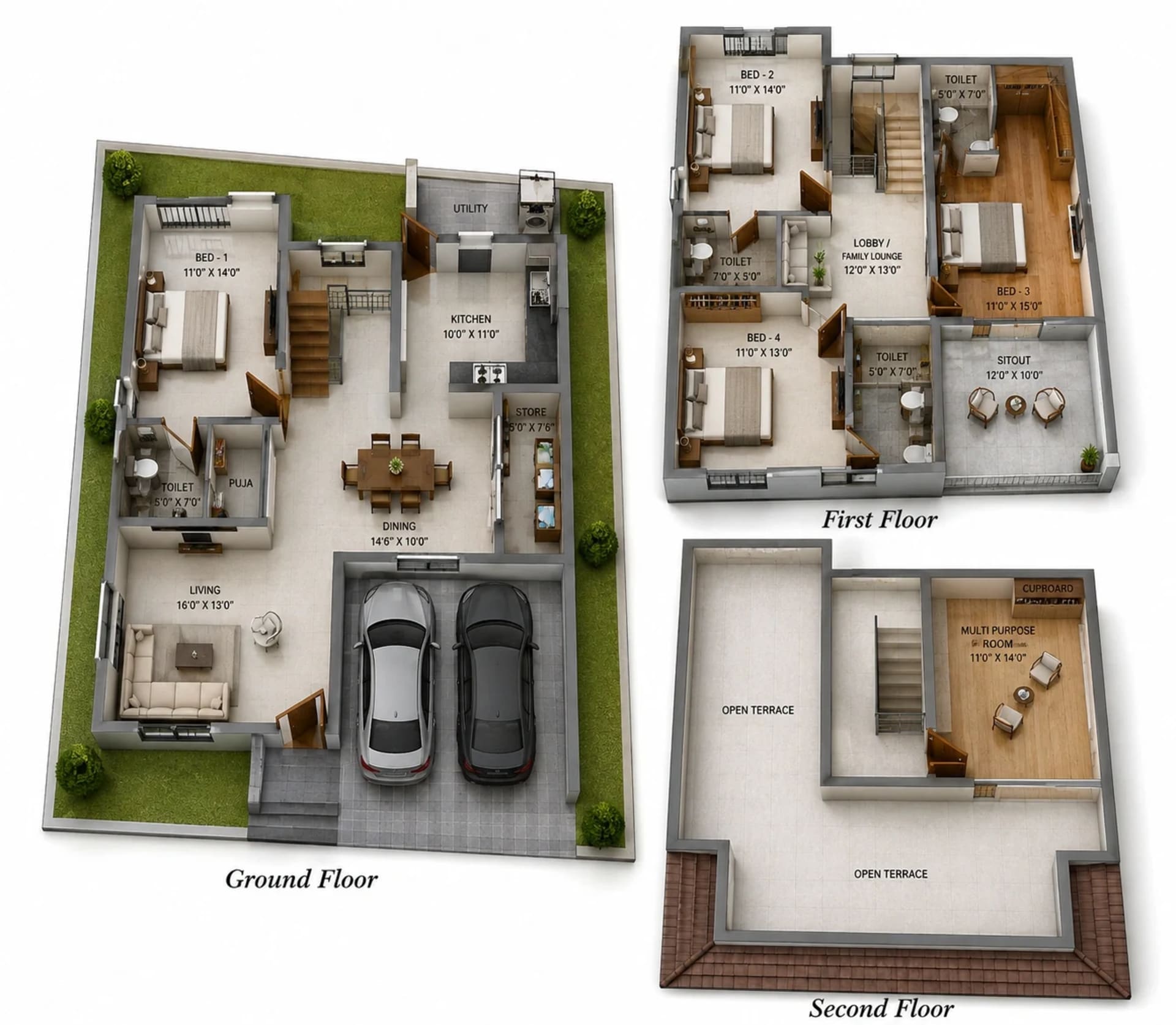 4 BHK Villa Floor Plan – DAC Silicon Valley Phase 2