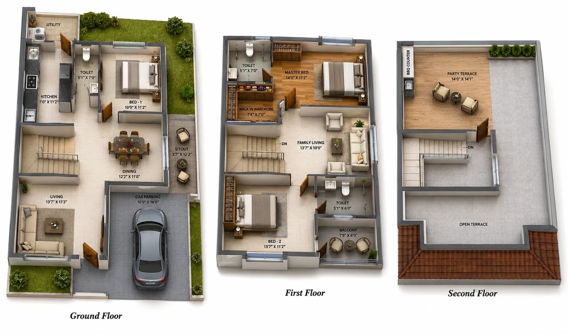 3 BHK Villa Floor Plan – DAC Silicon Valley Phase 2