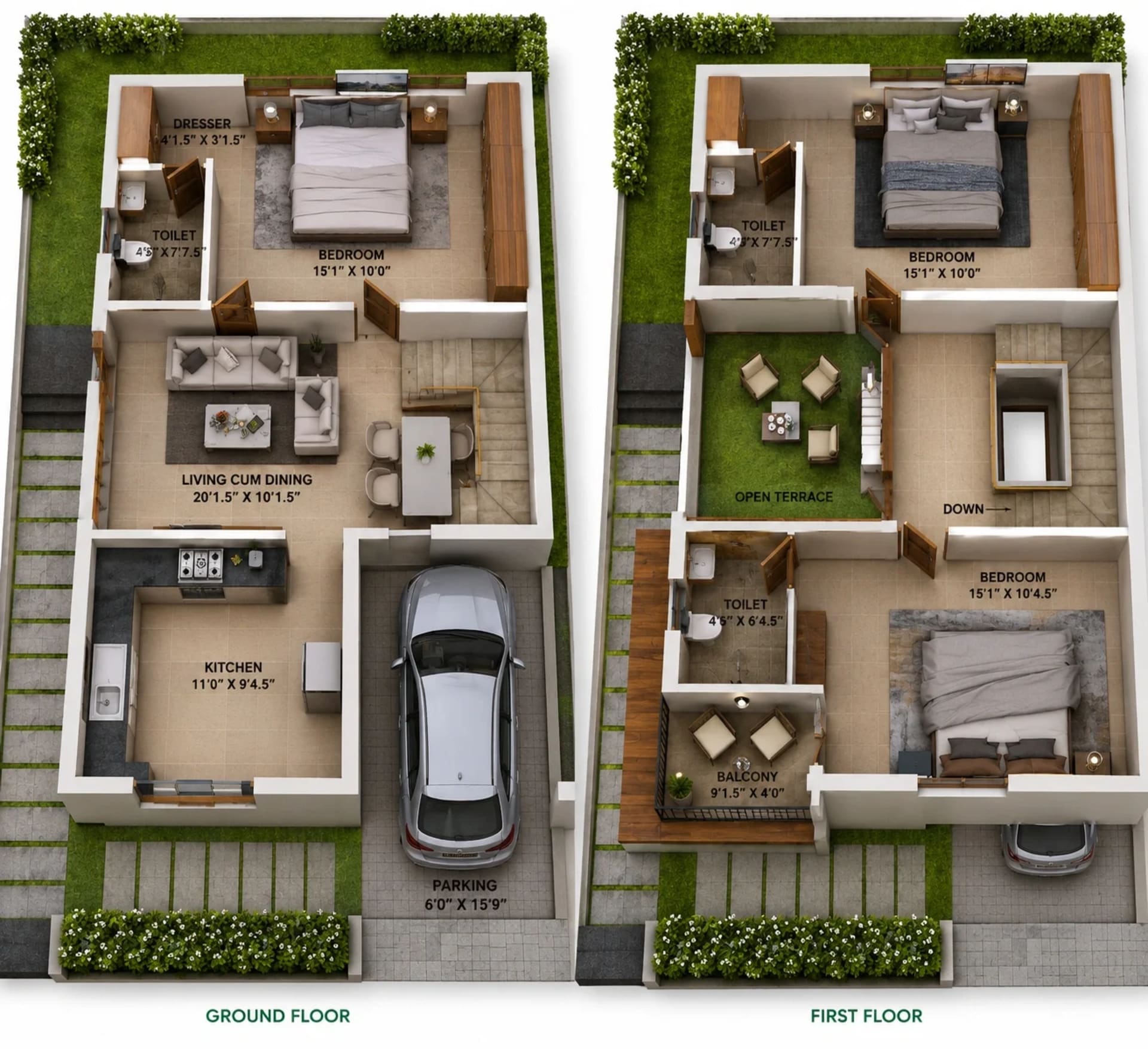 3 BHK Villa Floor Plan – MGP Tulip