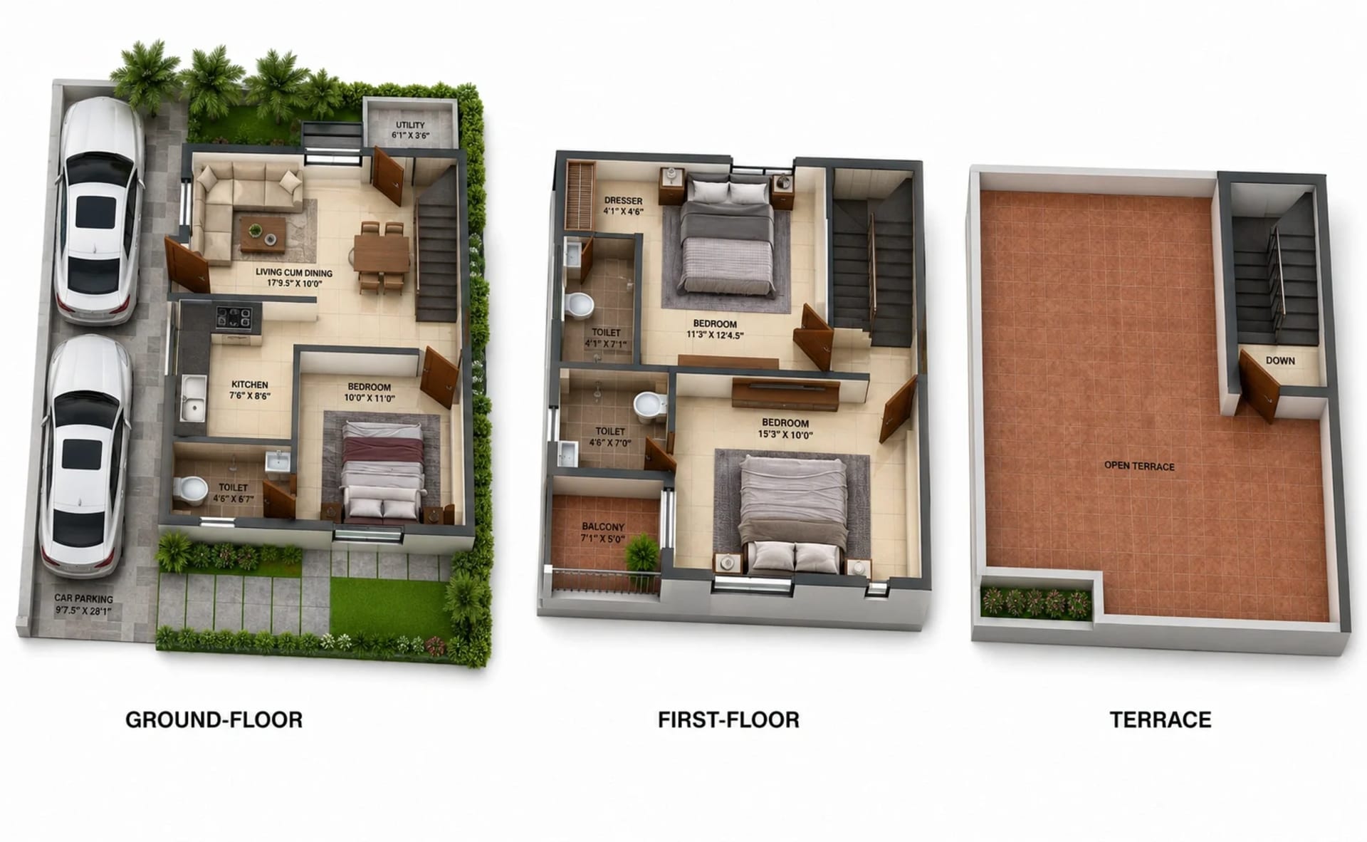 3 BHK Villa Floor Plan – MGP Aadhini