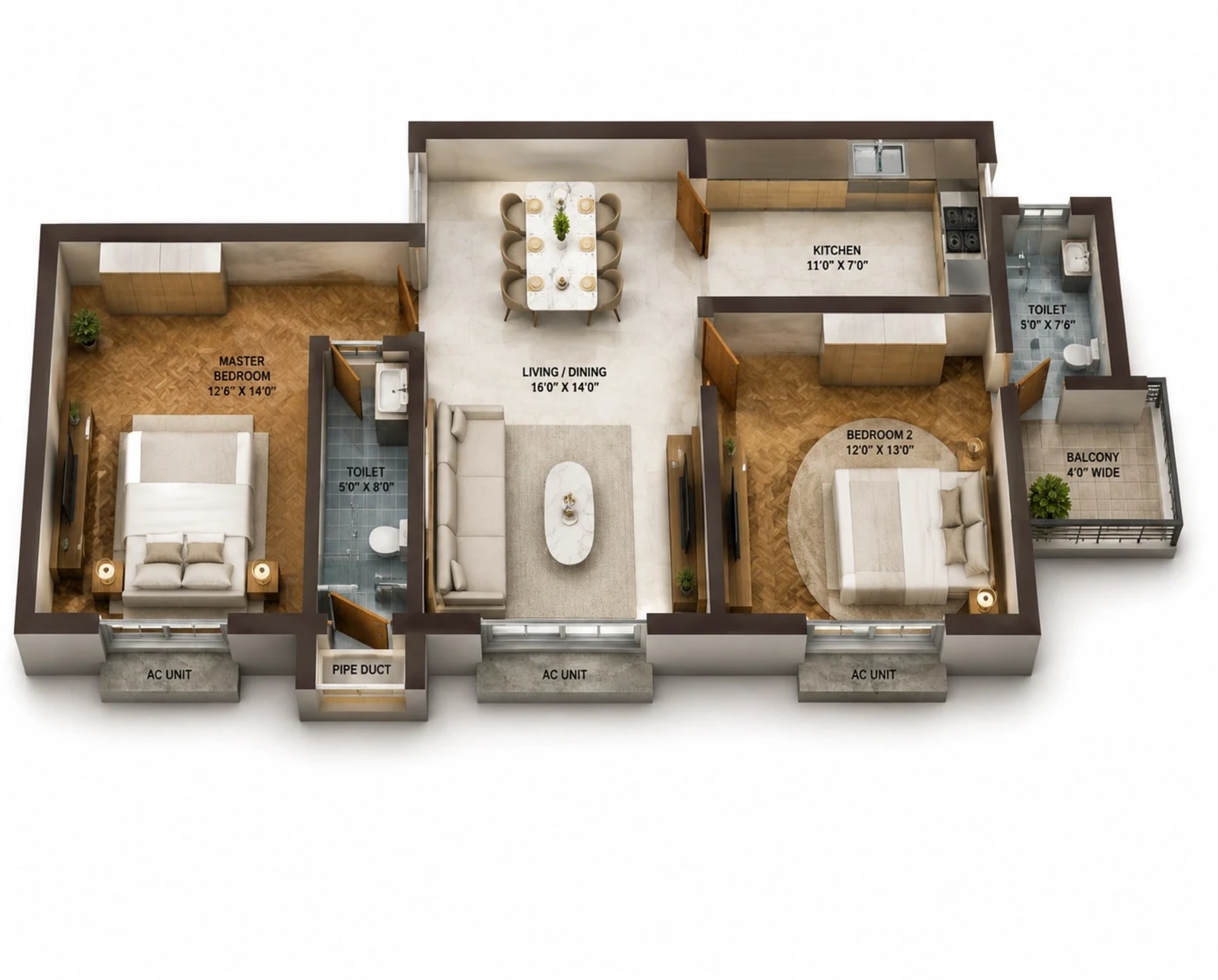 2 BHK Apartment Floor Plan – Nexas Cove