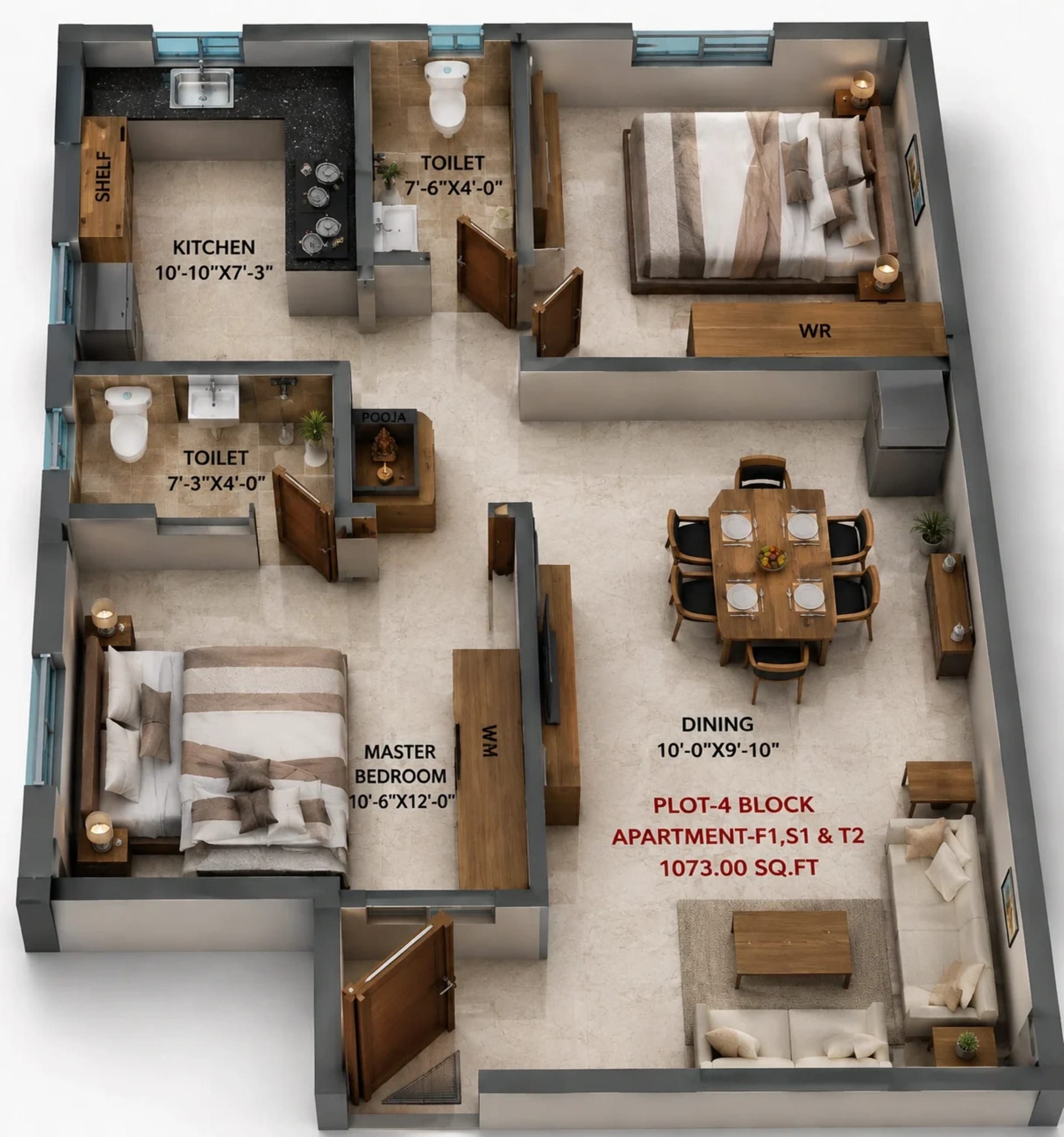 2 BHK Apartment Floor Plan – Murugan Indra Krishna Nivas