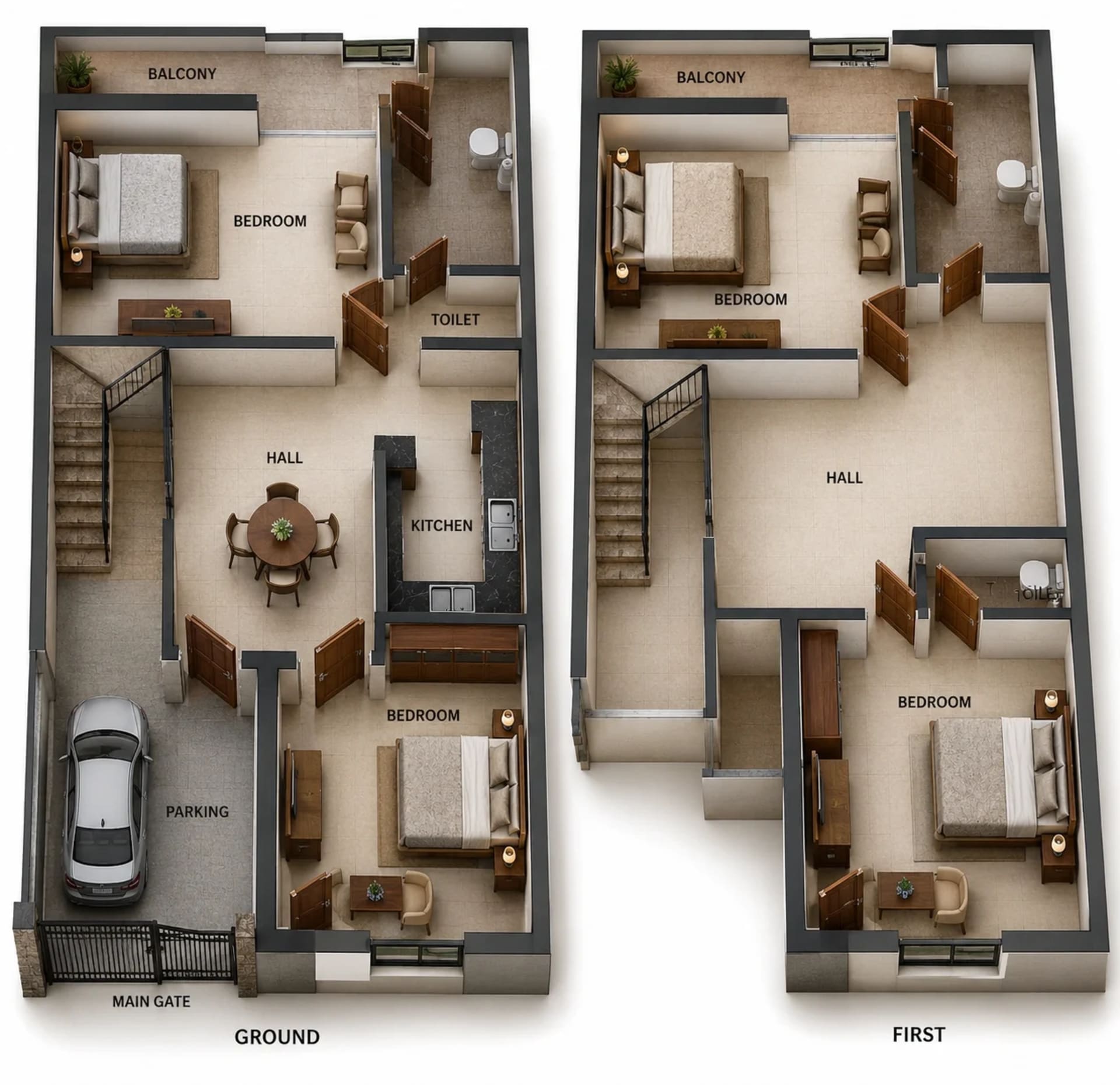 4 BHK Villa Floor Plan – Shri Janani Groovy Woodz