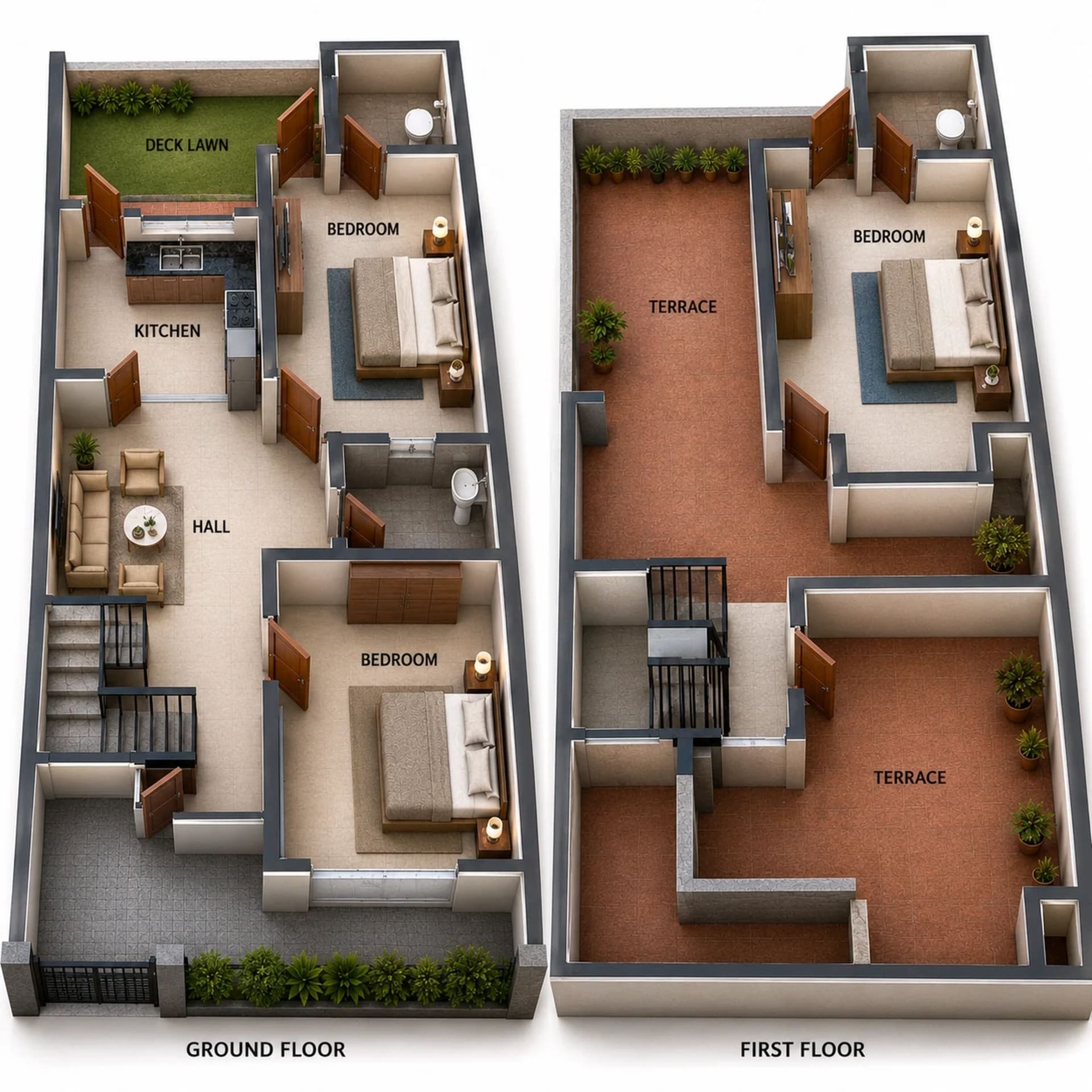 3 BHK Villa Floor Plan – Shri Janani Groovy Woodz