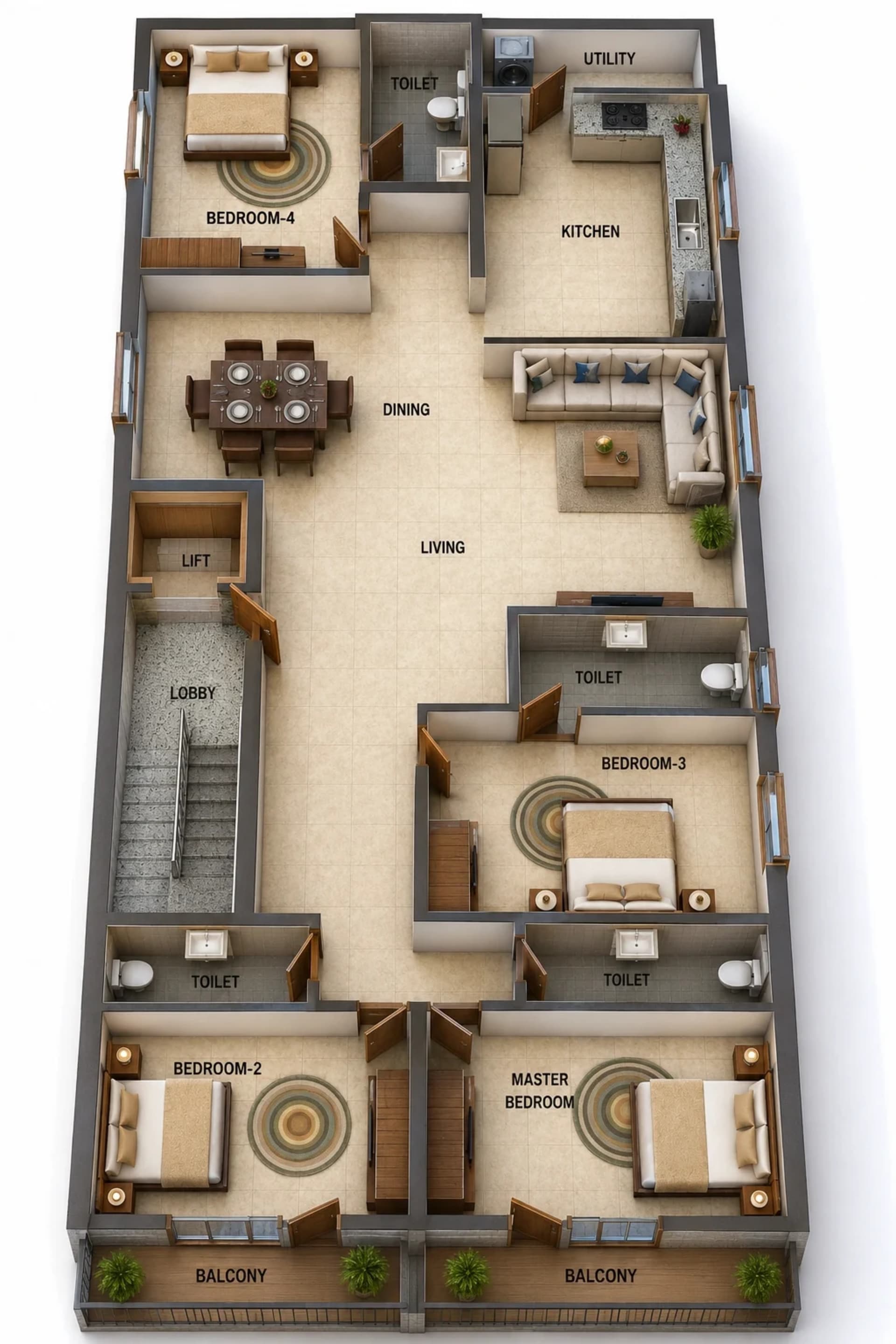 4 BHK Apartment Floor Plan – India Silver Creek