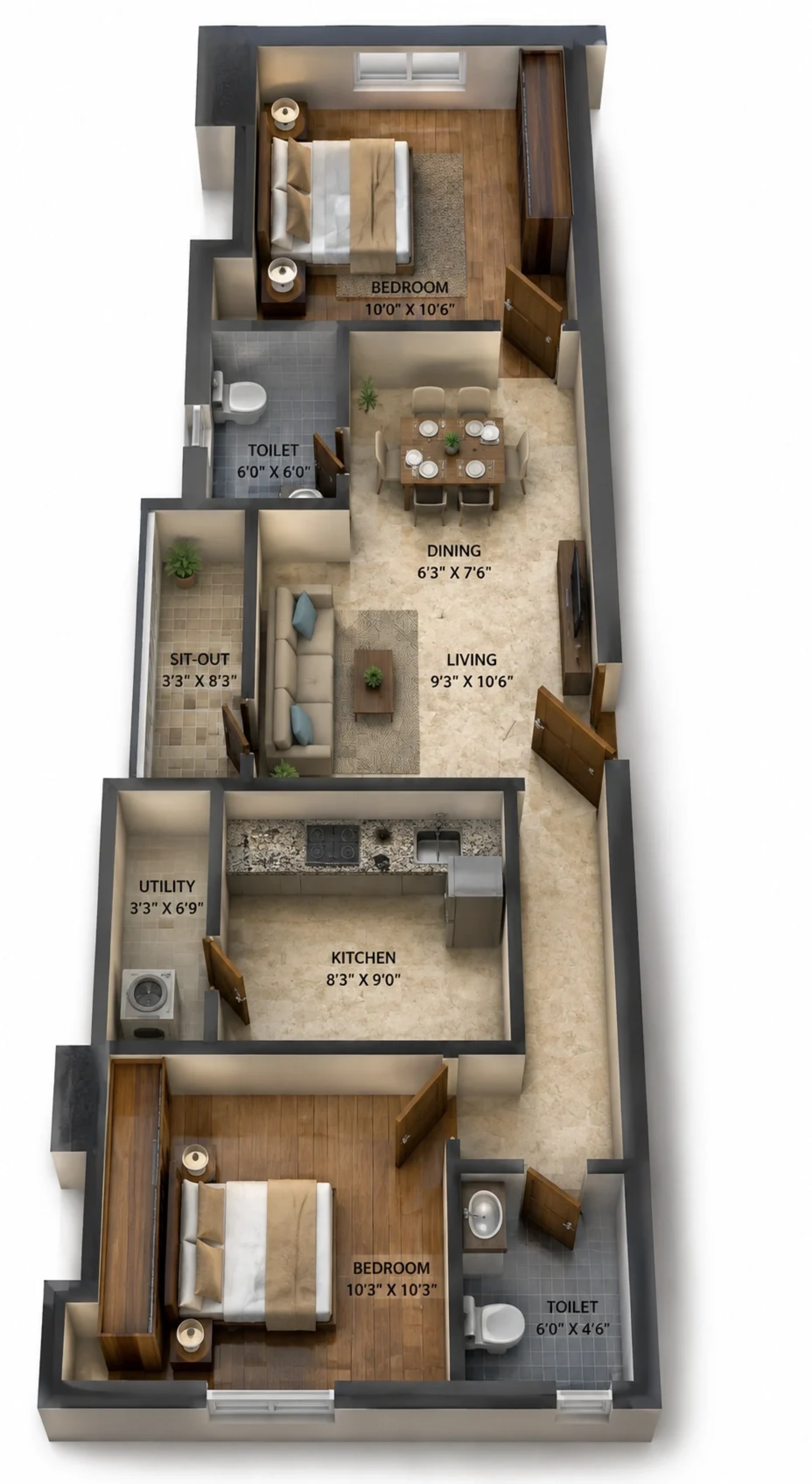 2 BHK Apartment Floor Plan – GP Subhamangalam