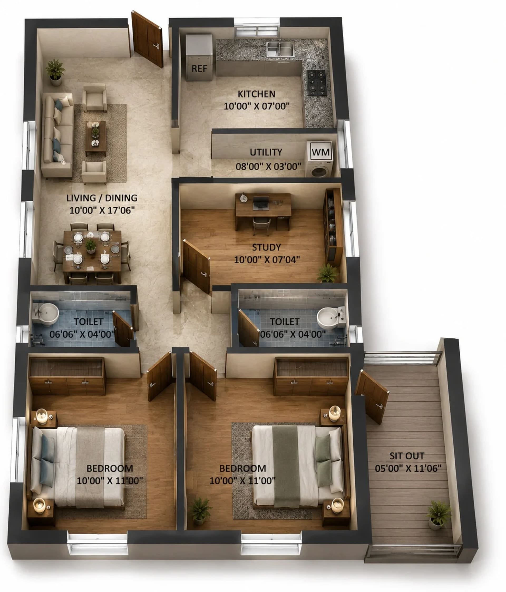 2.5 BHK Apartment Floor Plan – GP Subhamangalam