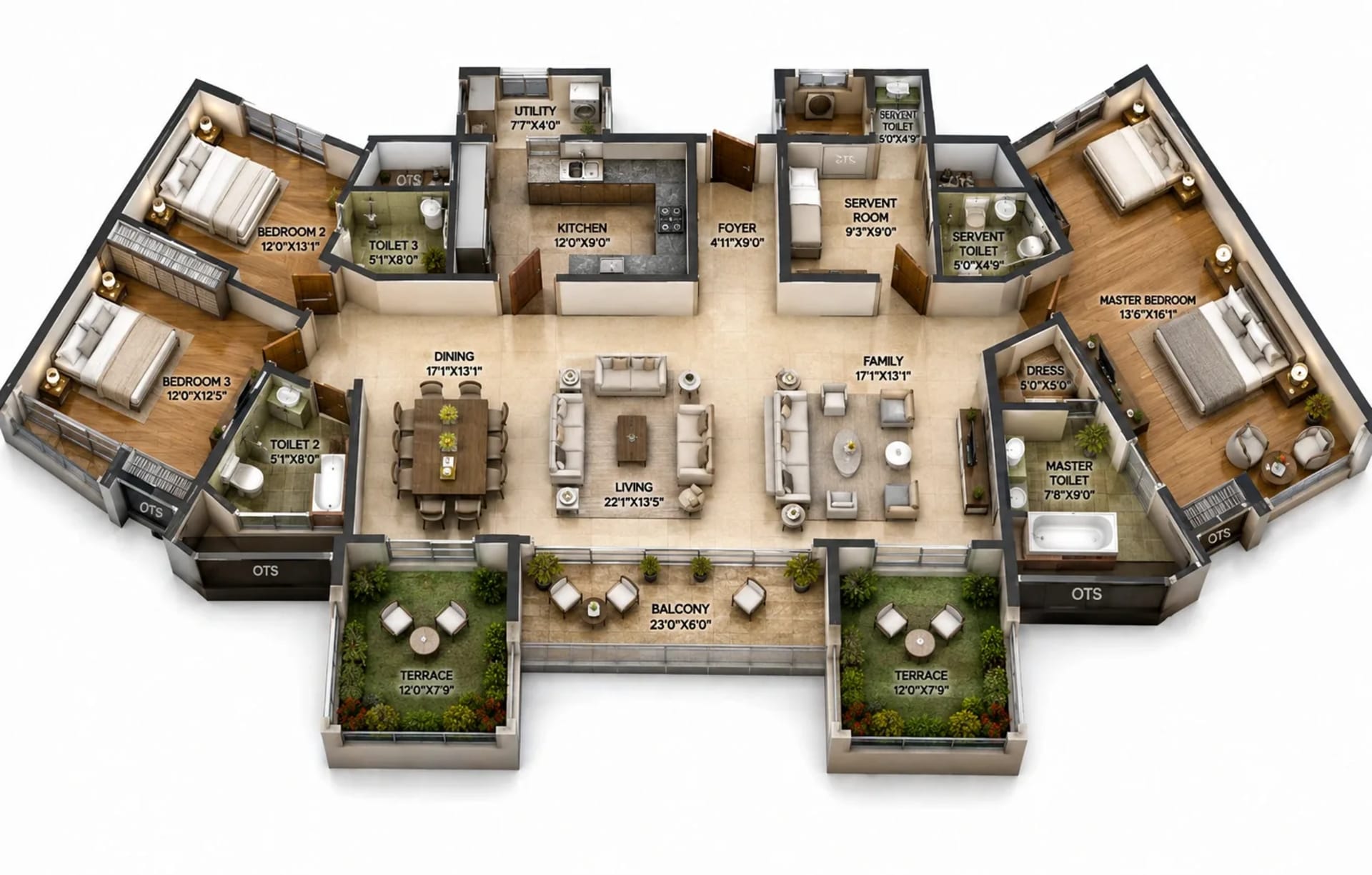 3.5 BHK Apartment Floor Plan – The Metrozone