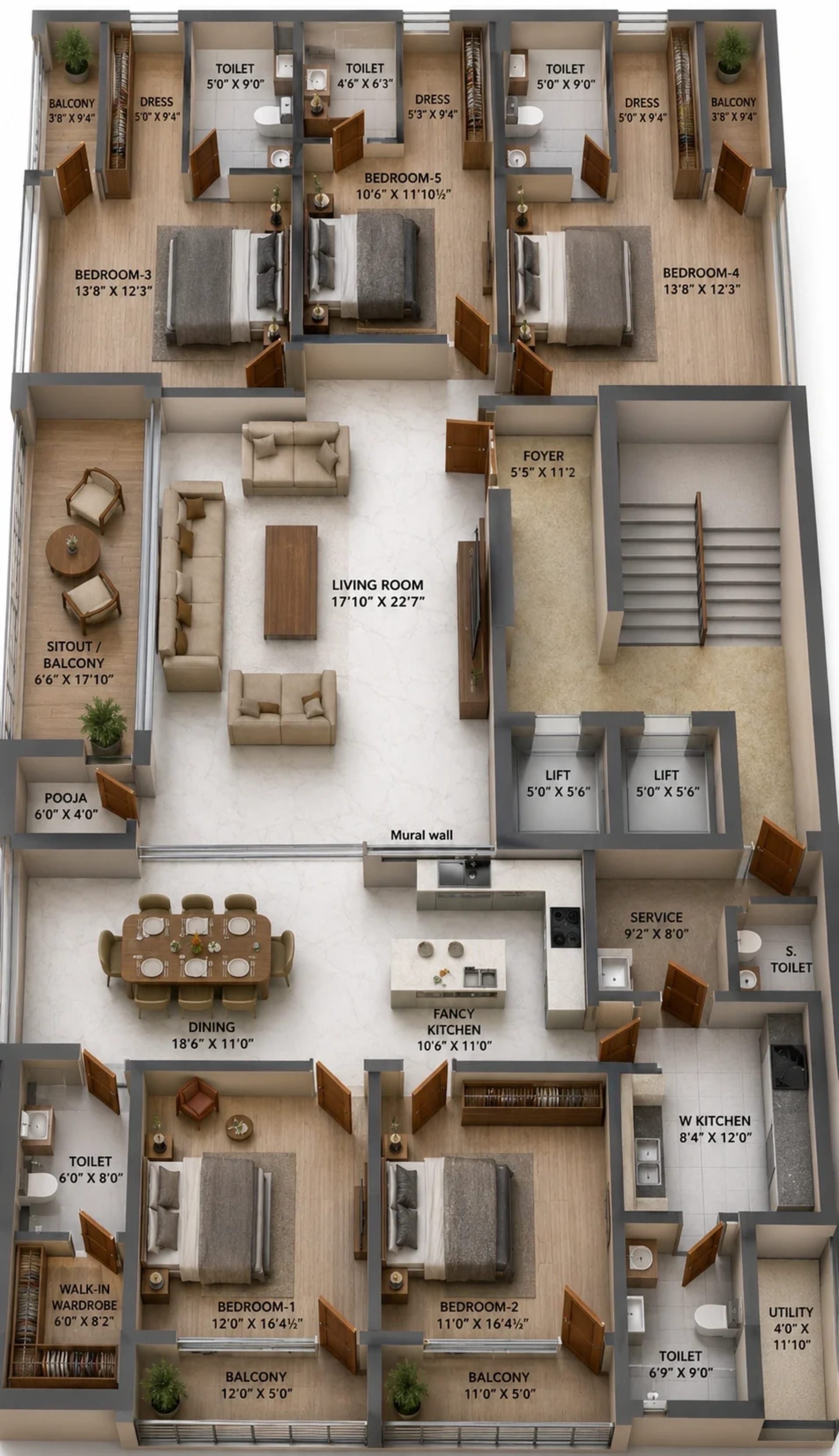 5 BHK Apartment Floor Plan – Anantha Regalia