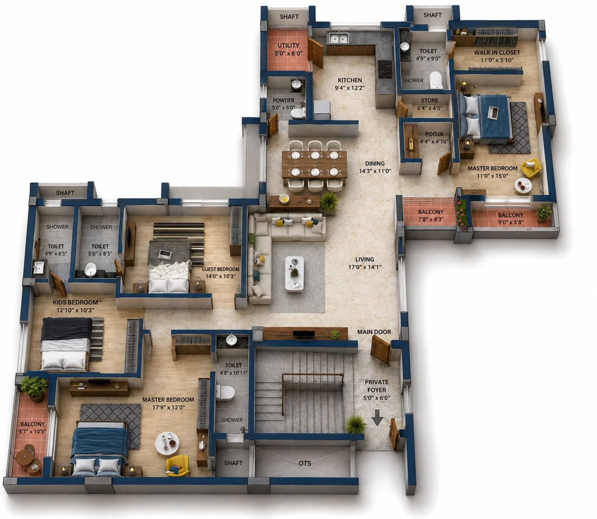 4 BHK Apartment  Floor Plan – Artis Prime