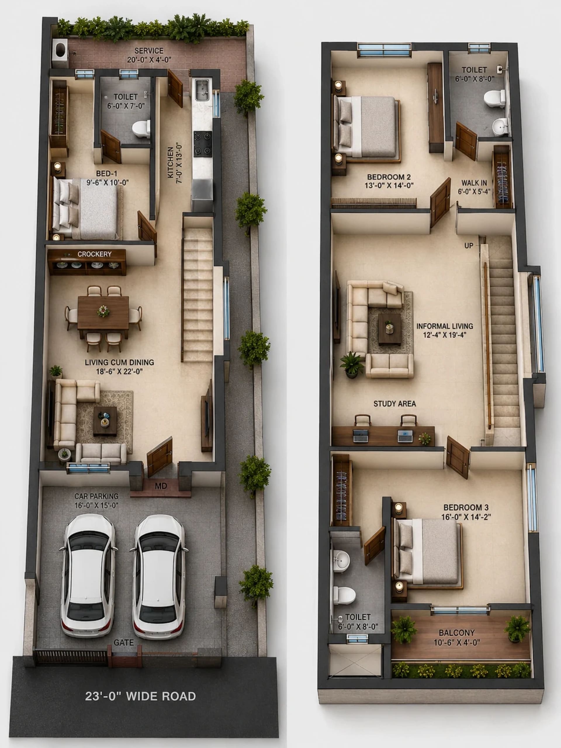 3 BHK Villa Floor Plan – Bora Opus