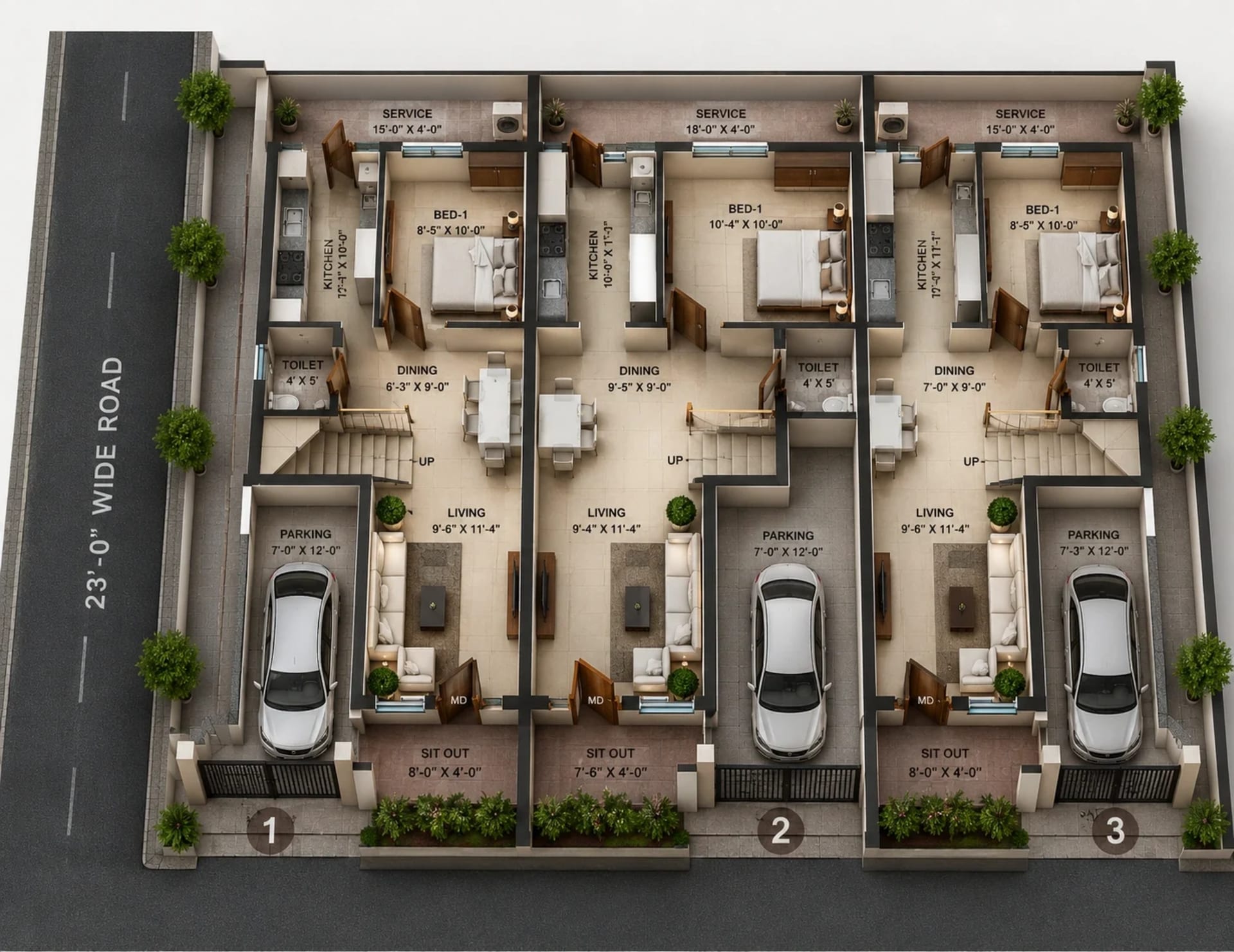 3 BHK Villa Floor Plan – Bora Opus