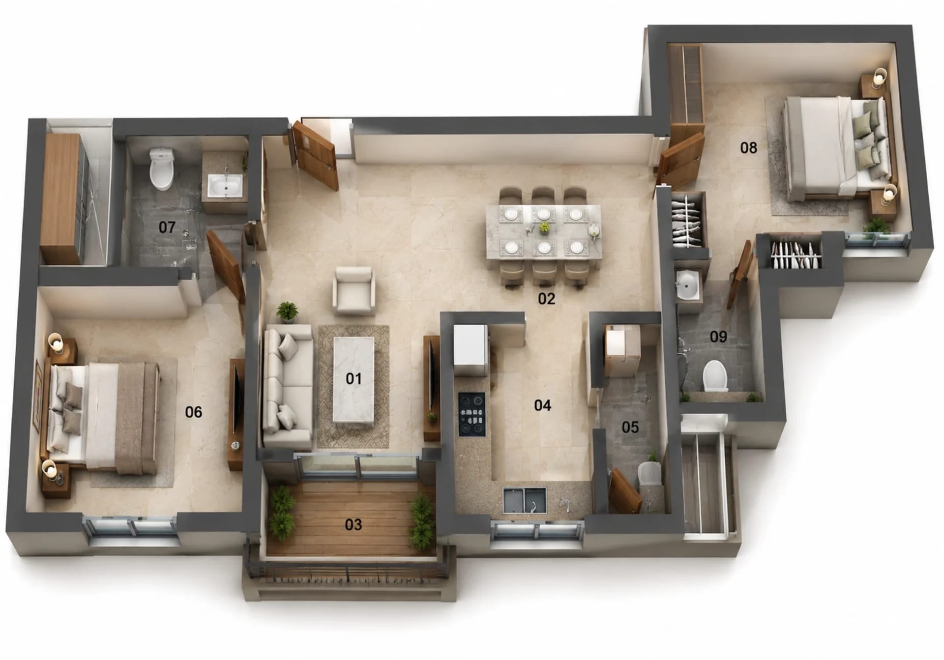 2 BHK Apartment Floor Plan – Jains Aadhya Bharath
