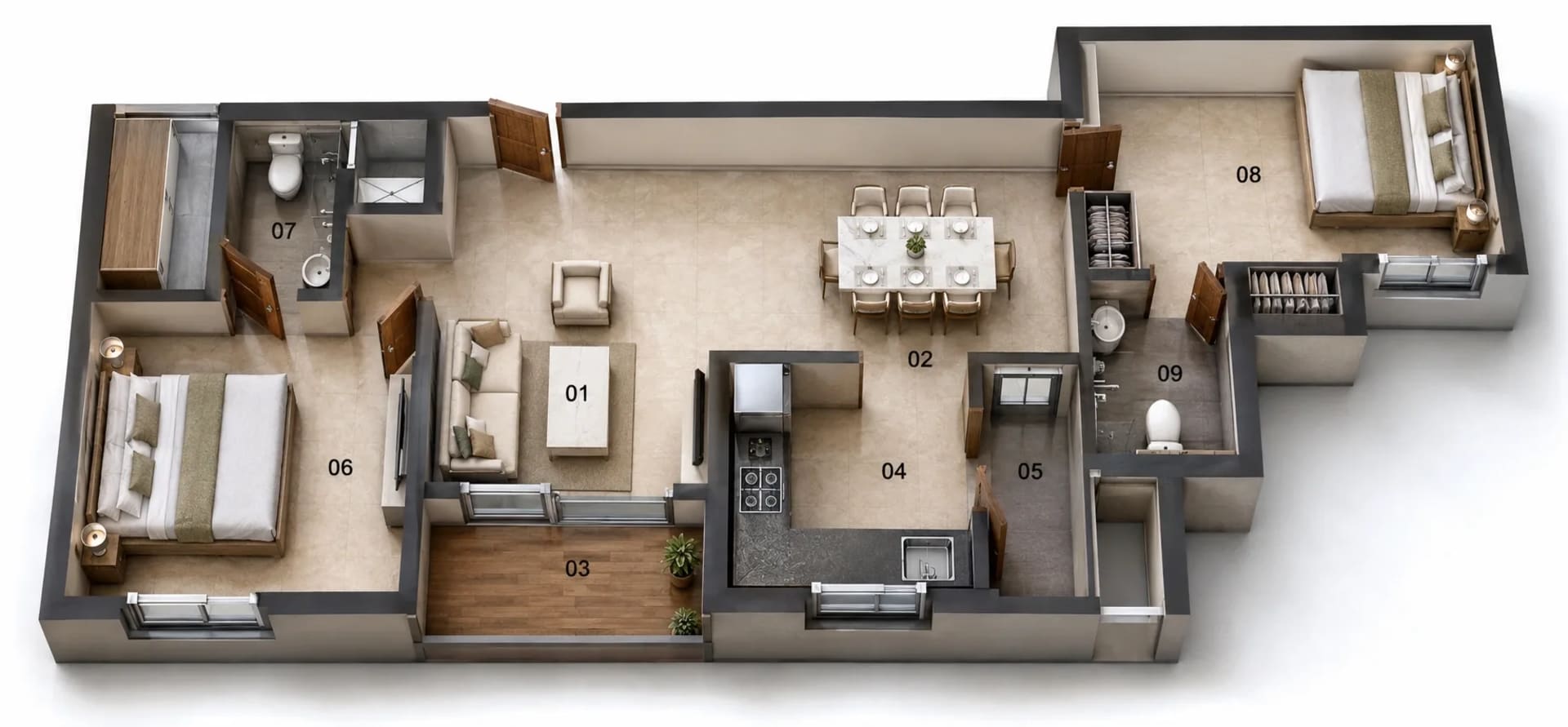 2 BHK Apartment Floor Plan – Jains Aadhya Bharath
