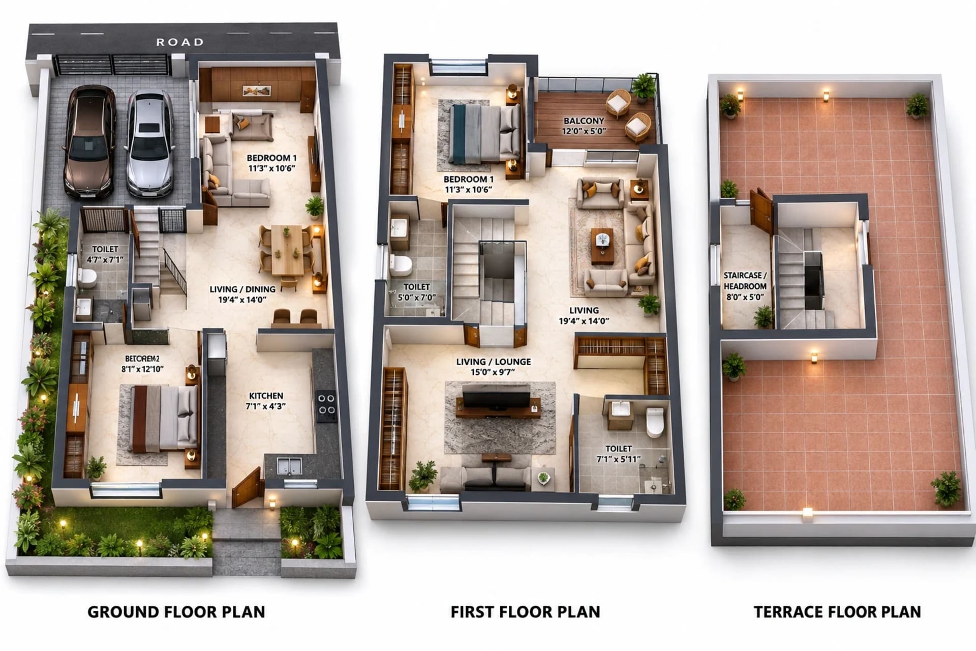 3 BHK Villa Floor Plan – Crystal Moonlight Villas