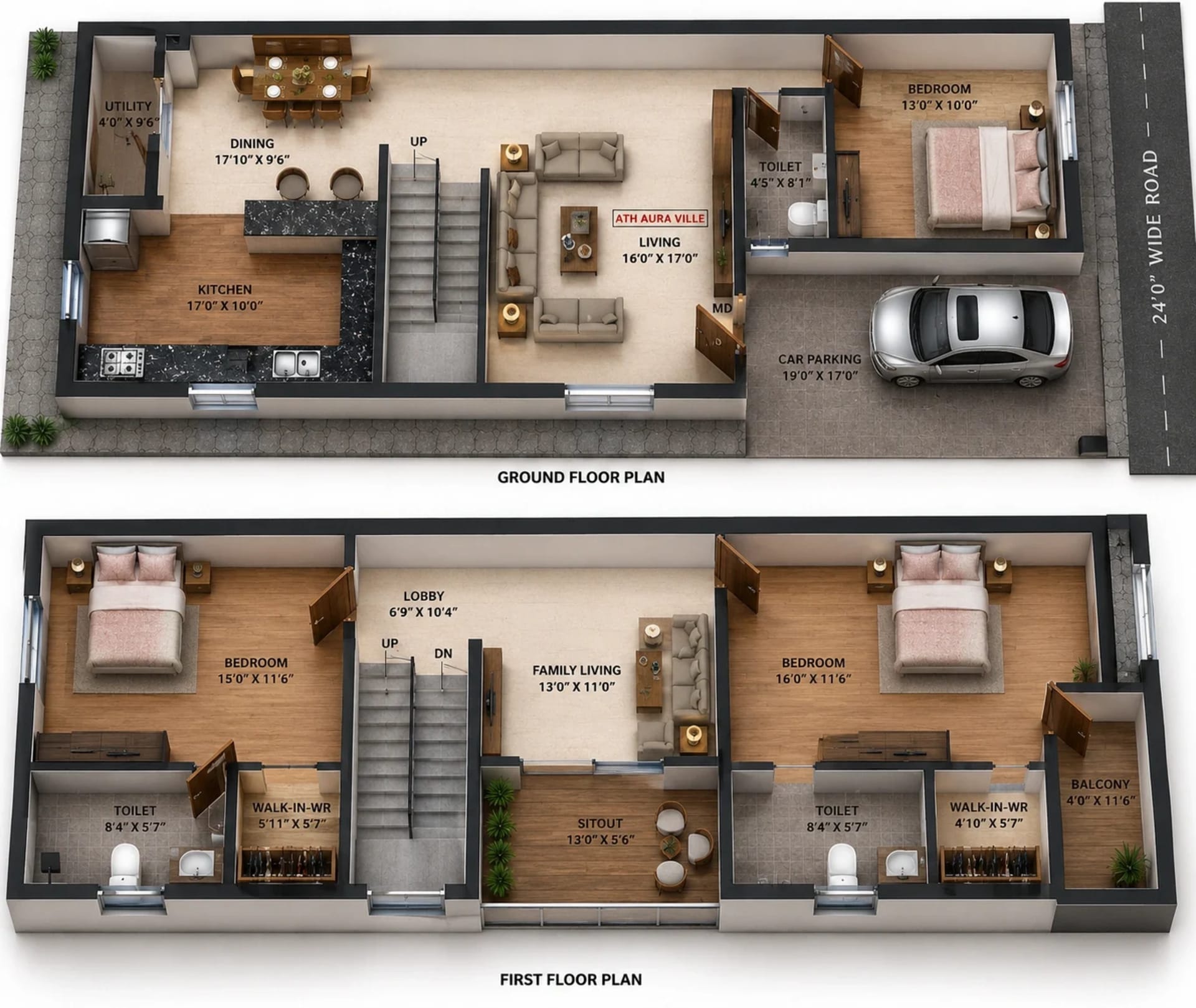 3 BHK Villa Floor Plan – ATH Aura Ville