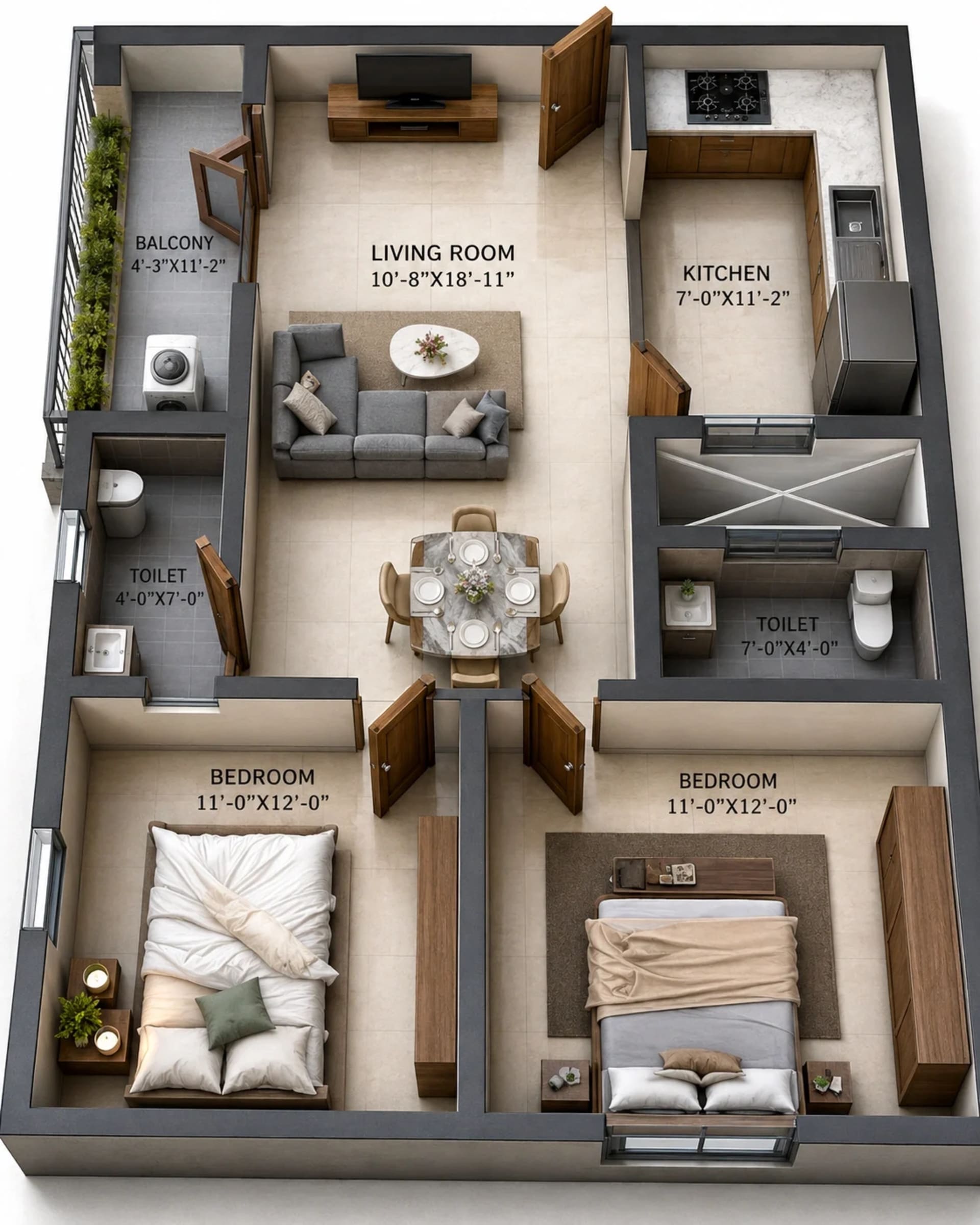 2 BHK Apartment Floor Plan – Grand Imperia