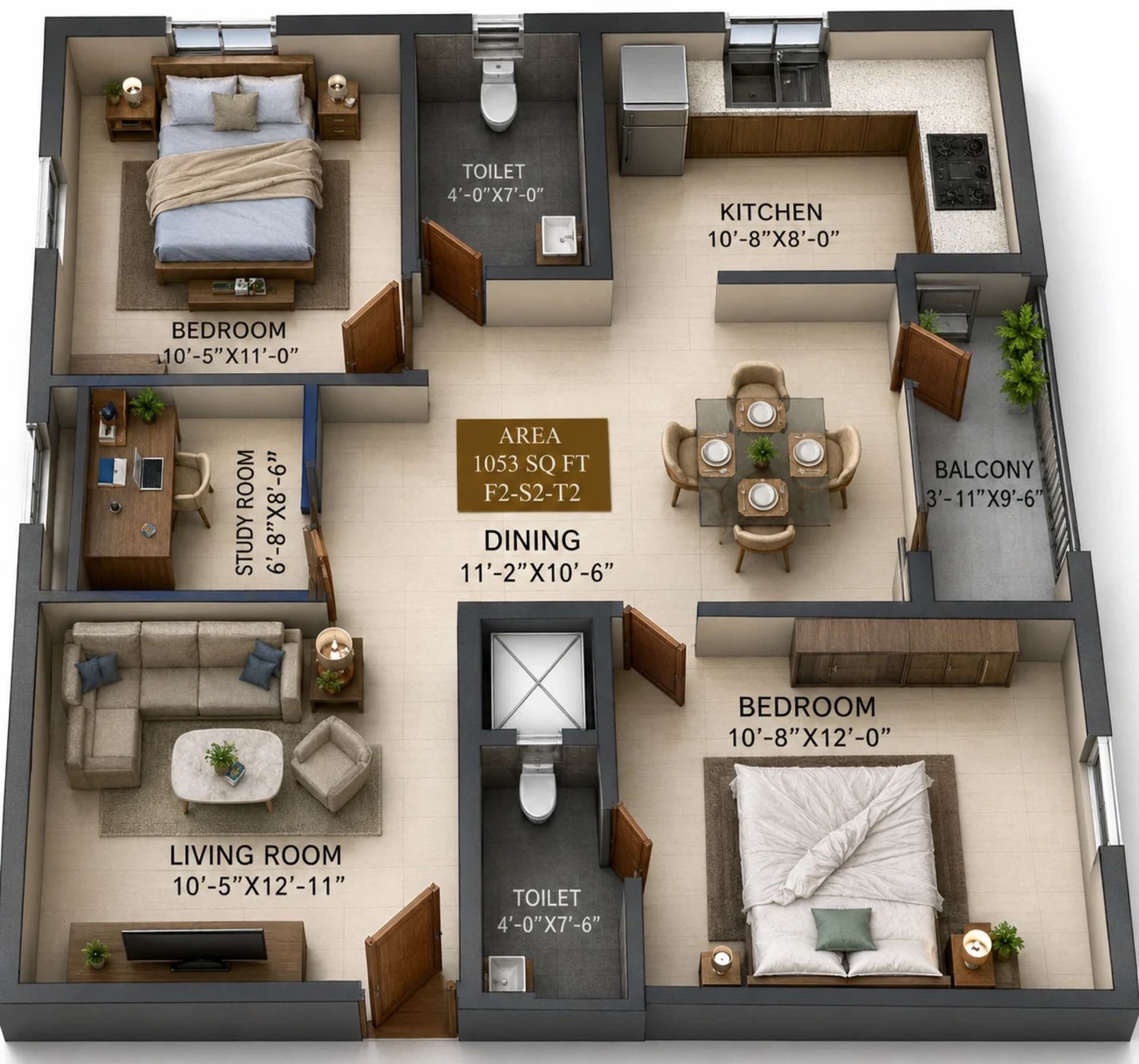 2 BHK Apartment Floor Plan – Grand Imperia