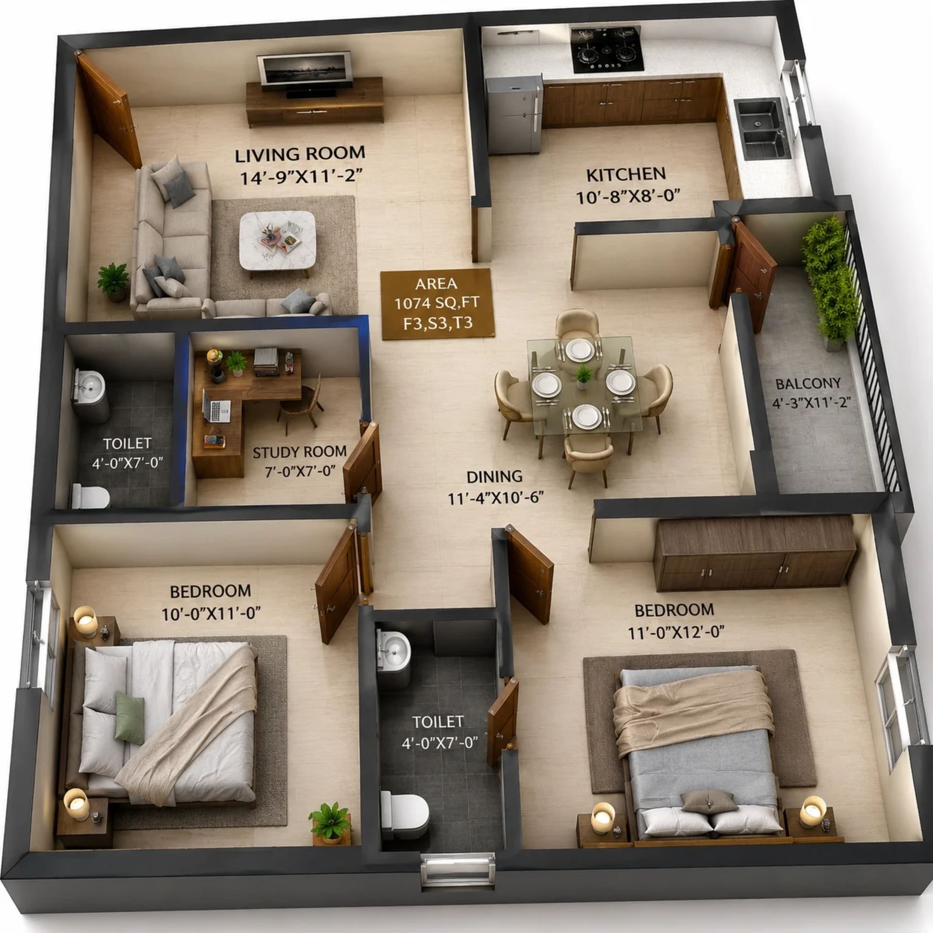 2 BHK Apartment Floor Plan – Grand Imperia
