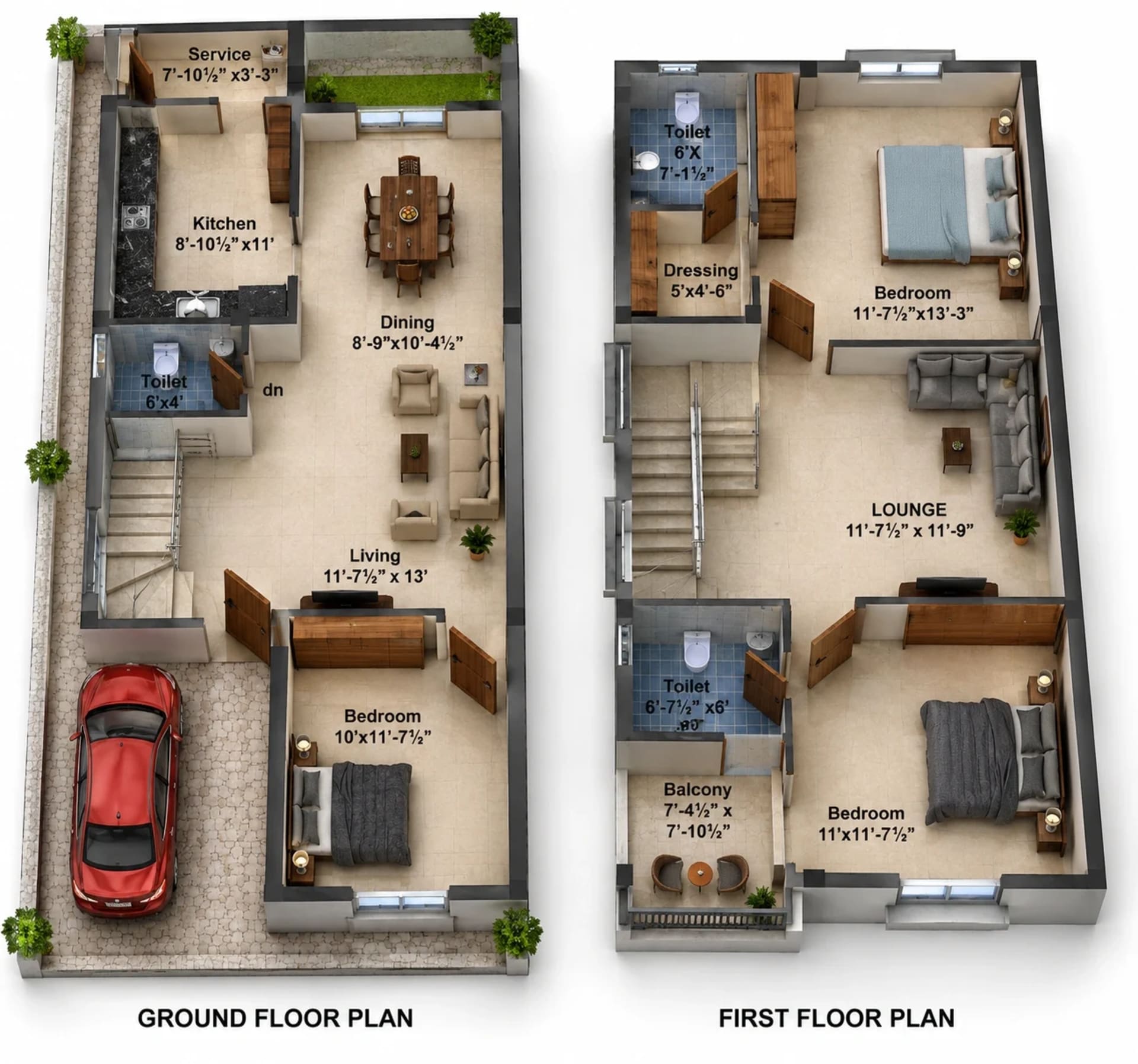 3 BHK Villa Floor Plan – Pawans Fortune Villas