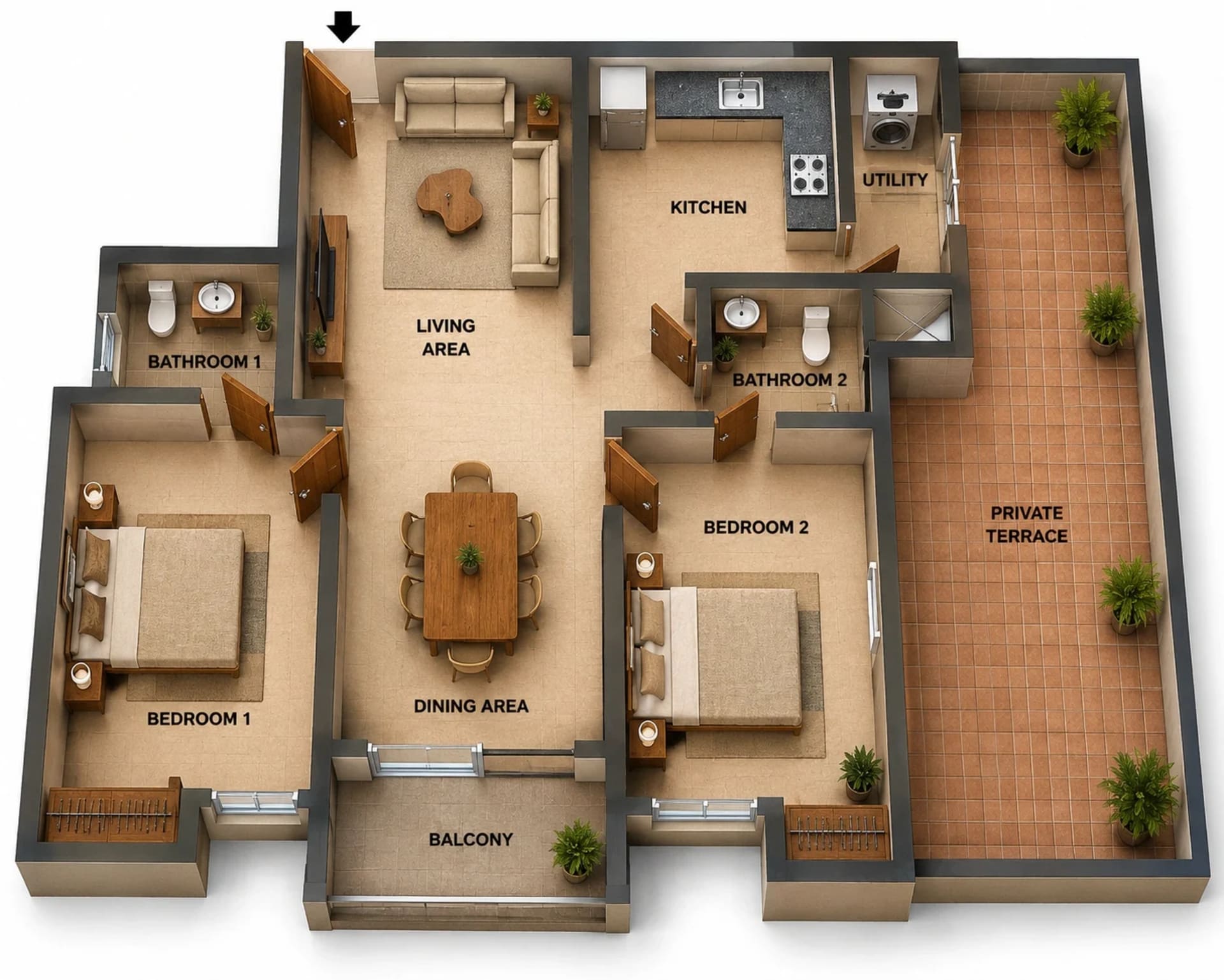 2 BHK Apartment Floor Plan – Jains Antareeksh