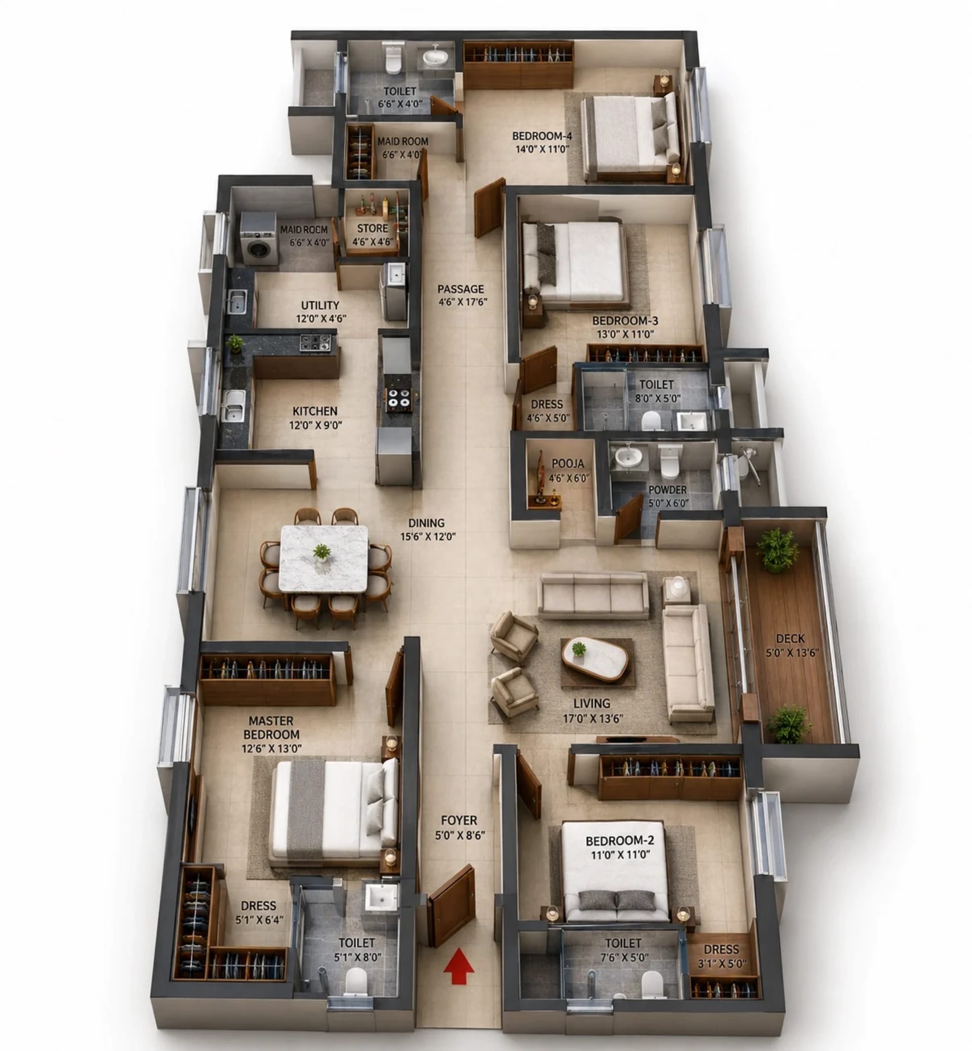 4 BHK Apartment Floor Plan – Baashyaam Enchanted