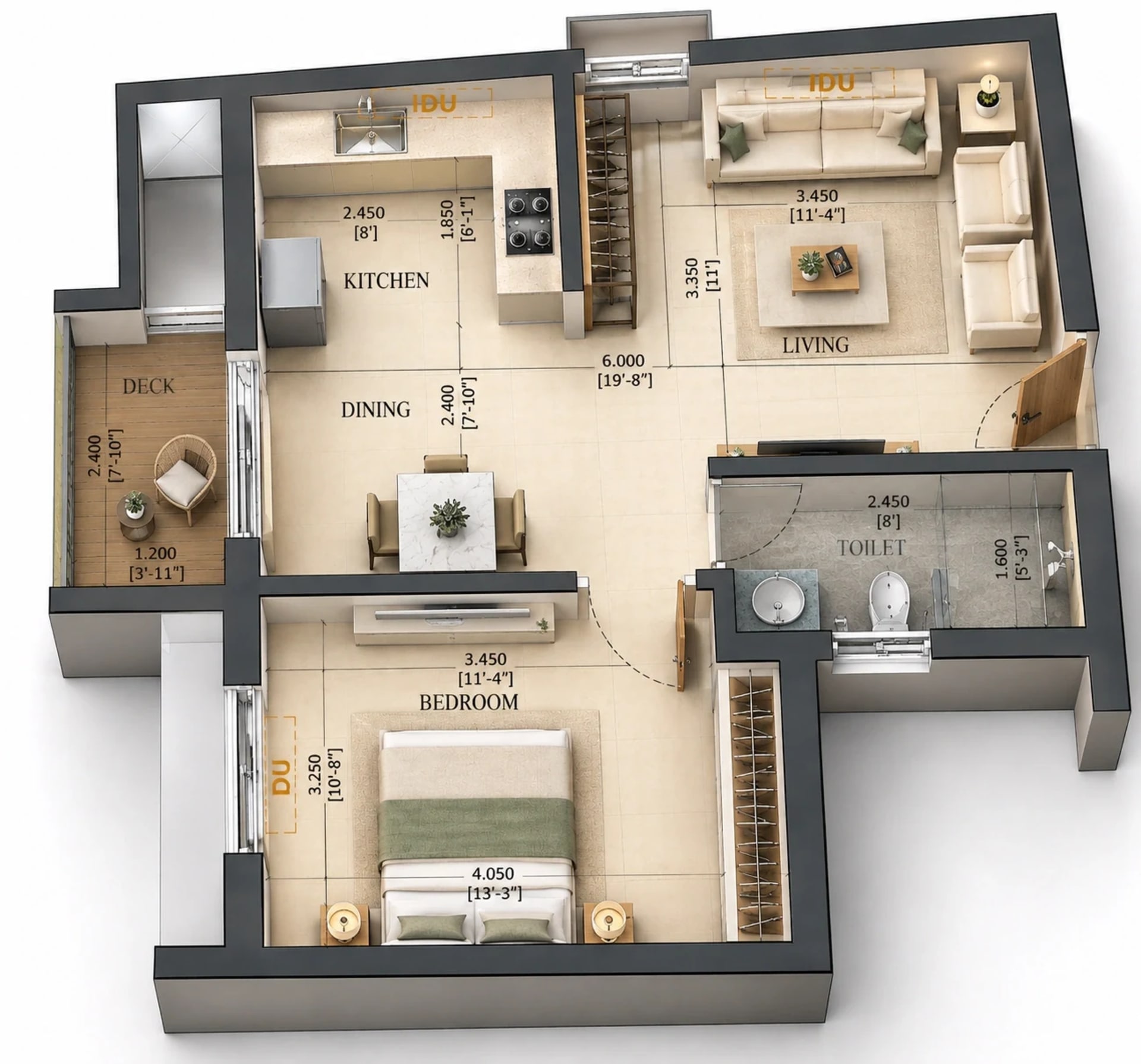1 BHK Apartment Floor Plan – Baashayaam Crown Residences