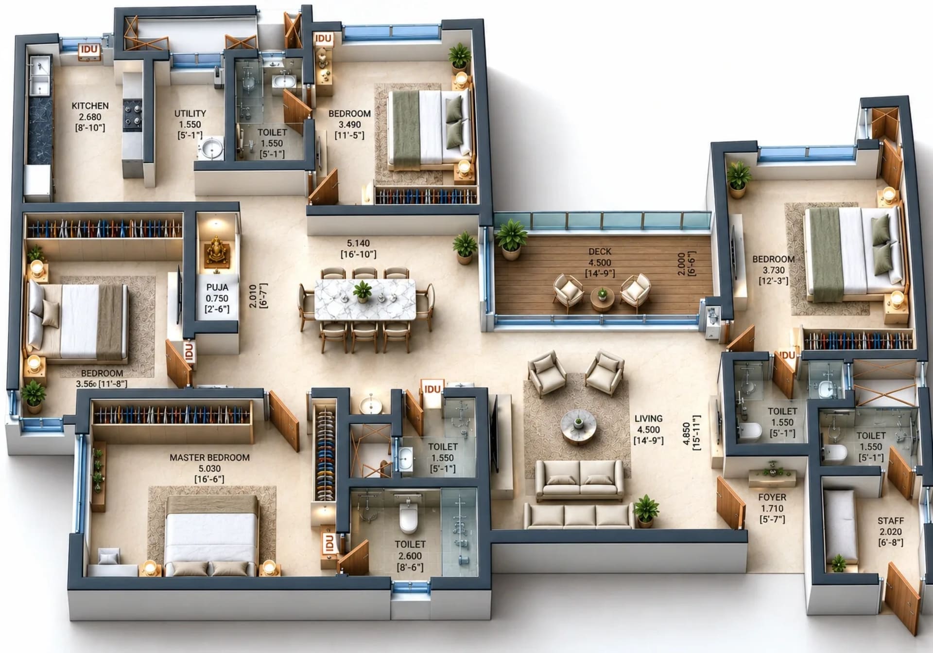 4 BHK Apartment Floor Plan – Baashayaam Crown Residences