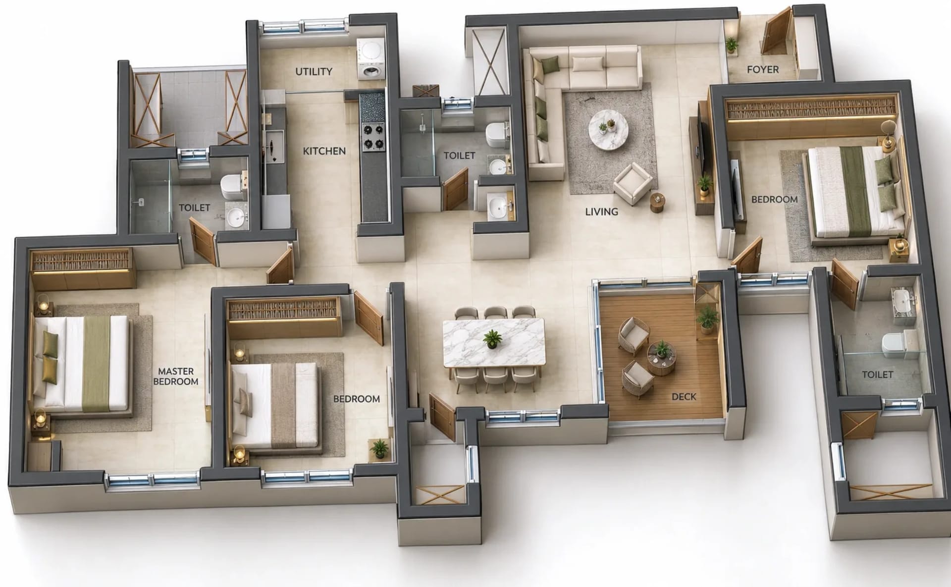 3 BHK Apartment Floor Plan – Baashayaam Crown Residences