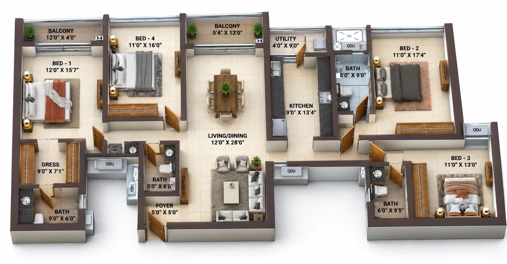 4 BHK Apartment Floor Plan – Casagrand Osaka
